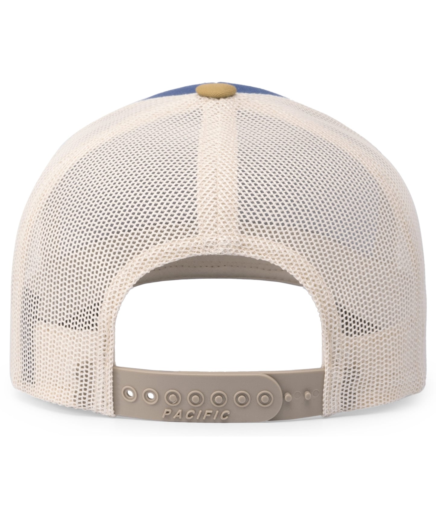 Trucker Snapback Hat w/ Embroidery (OCEAN BLUE/BEIGE/AMBER GOLD) - So Good!