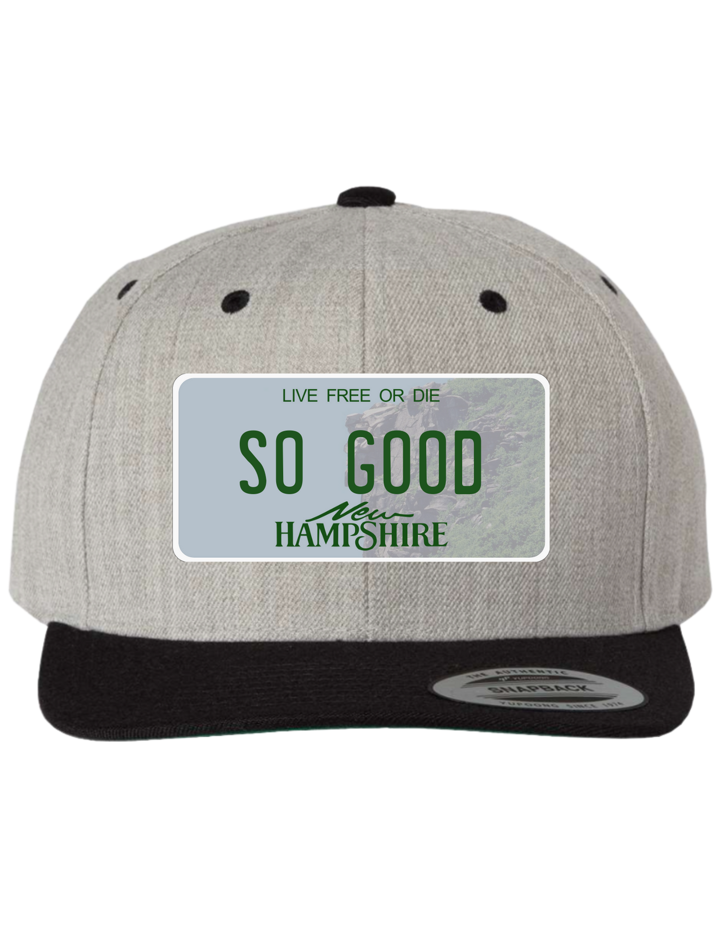 So Good New Hampshire Premium License Plate Trucker Hats