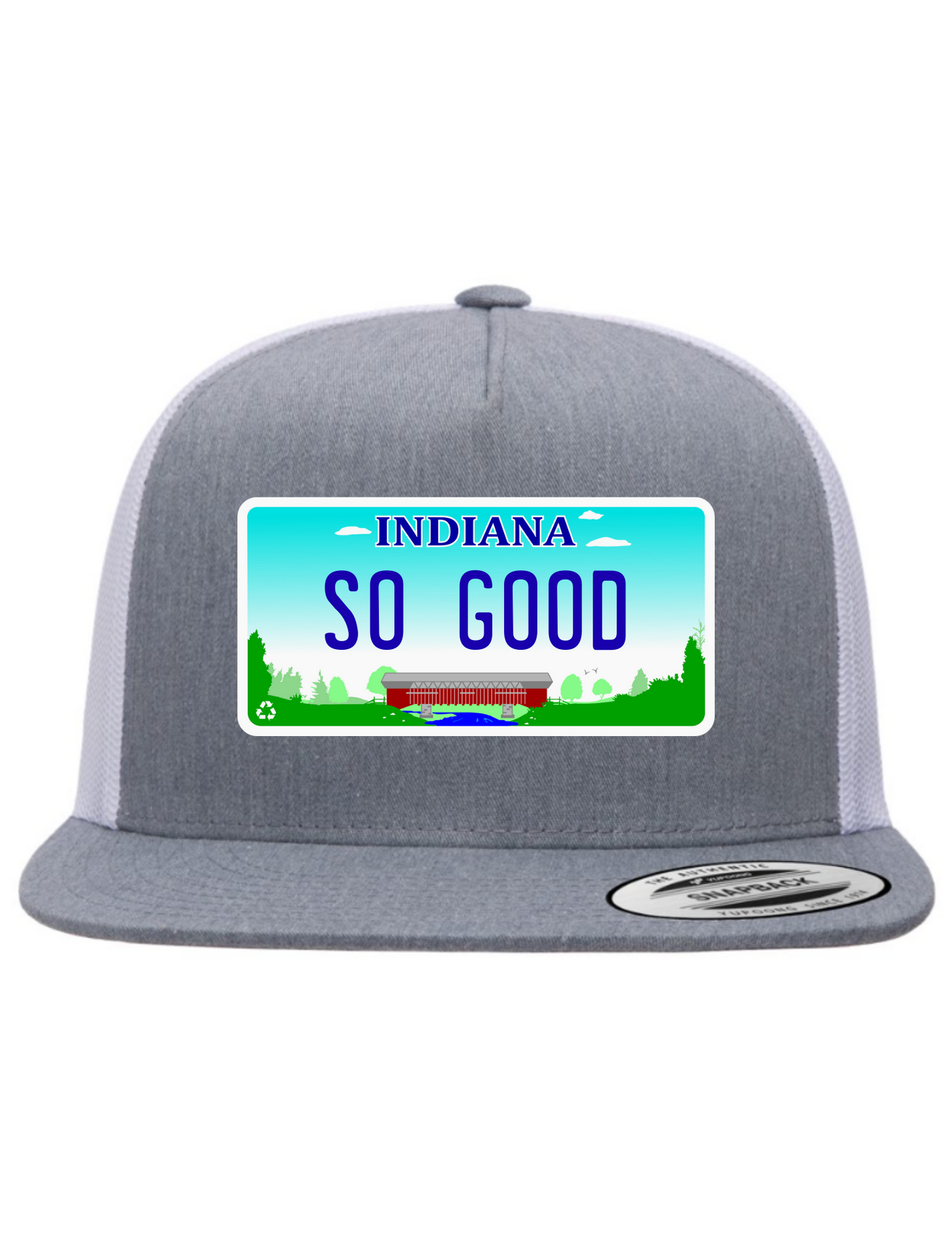 So Good Indiana License Plate Trucker Hats