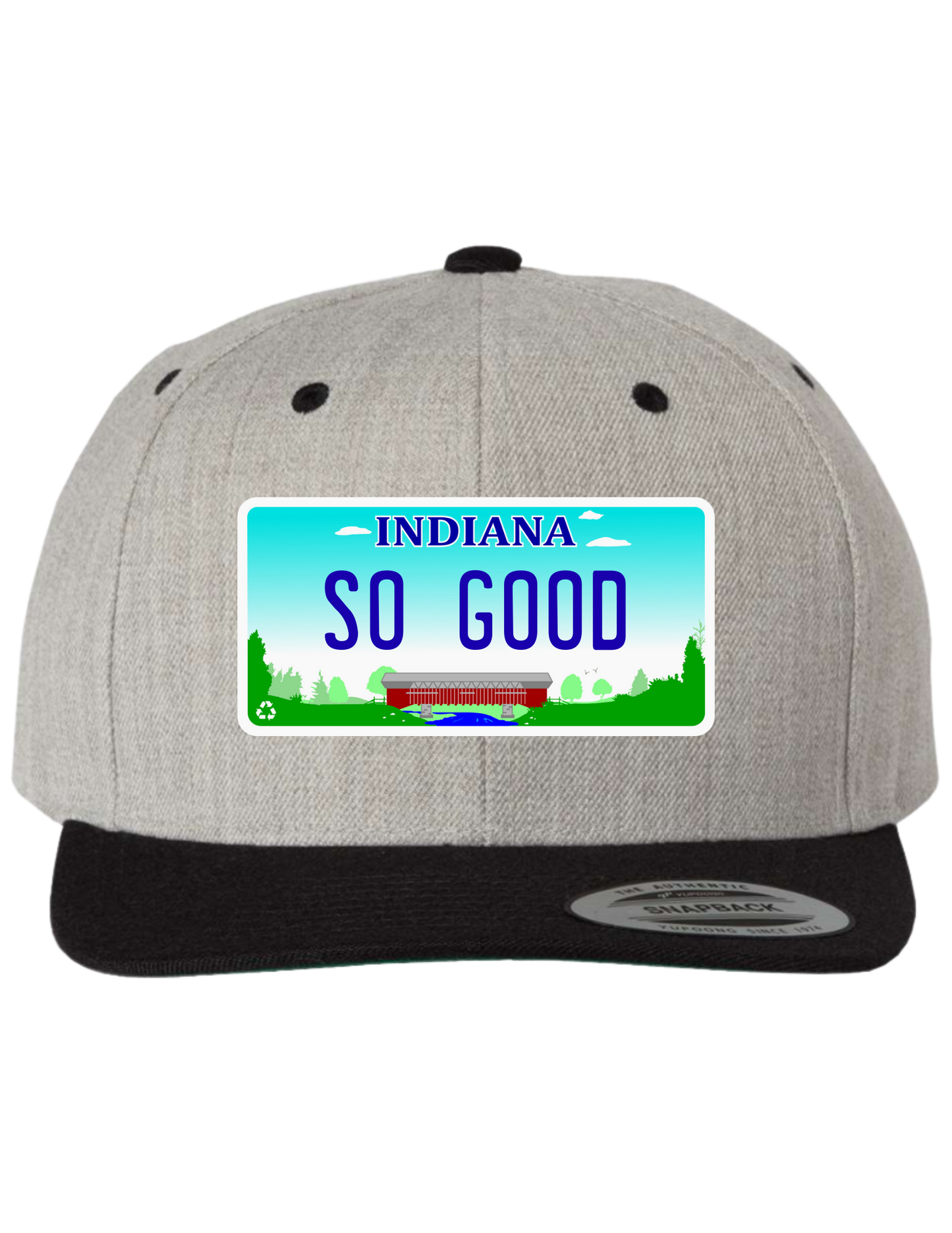 So Good Indiana Premium License Plate Trucker Hats