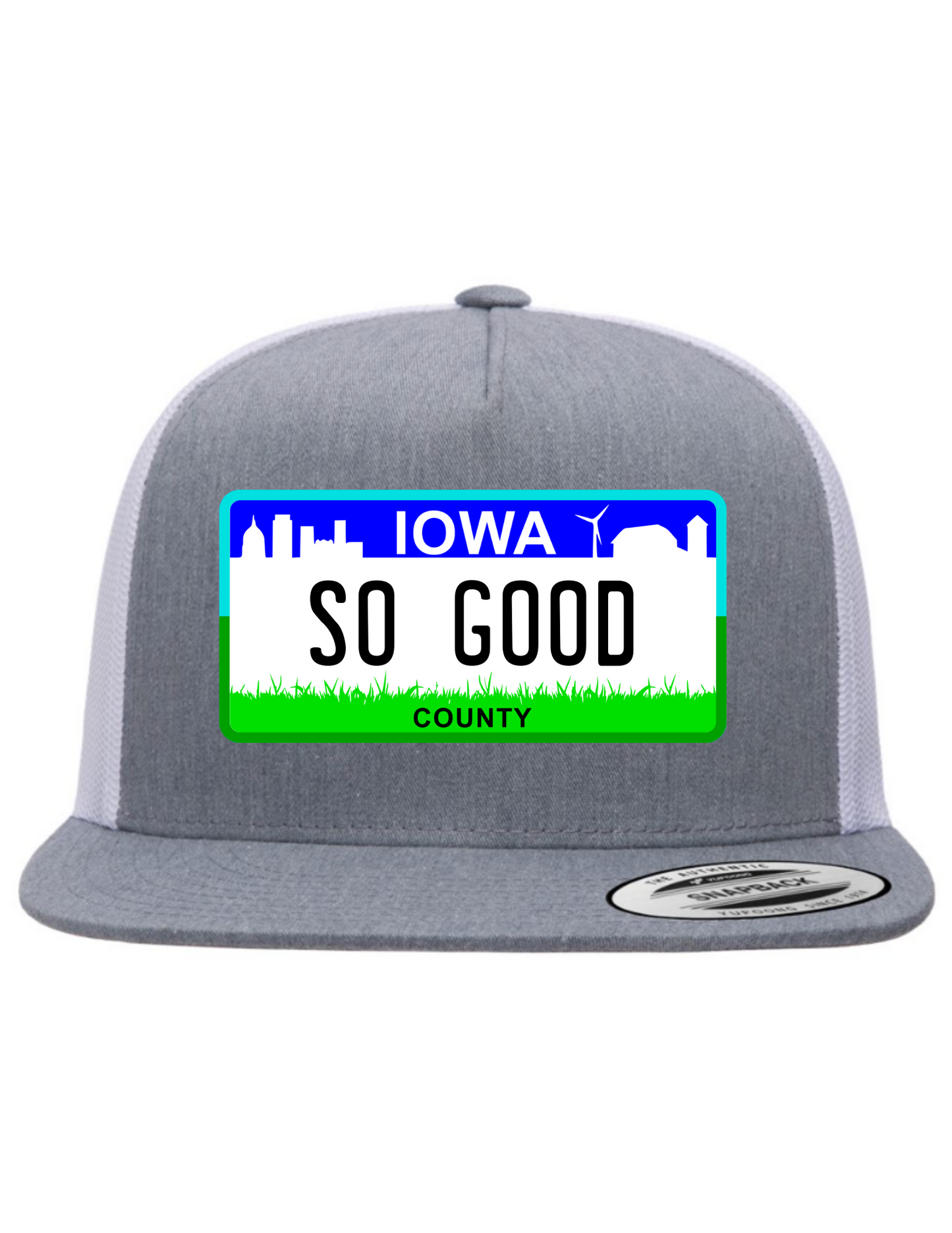 So Good Iowa License Plate Trucker Hats