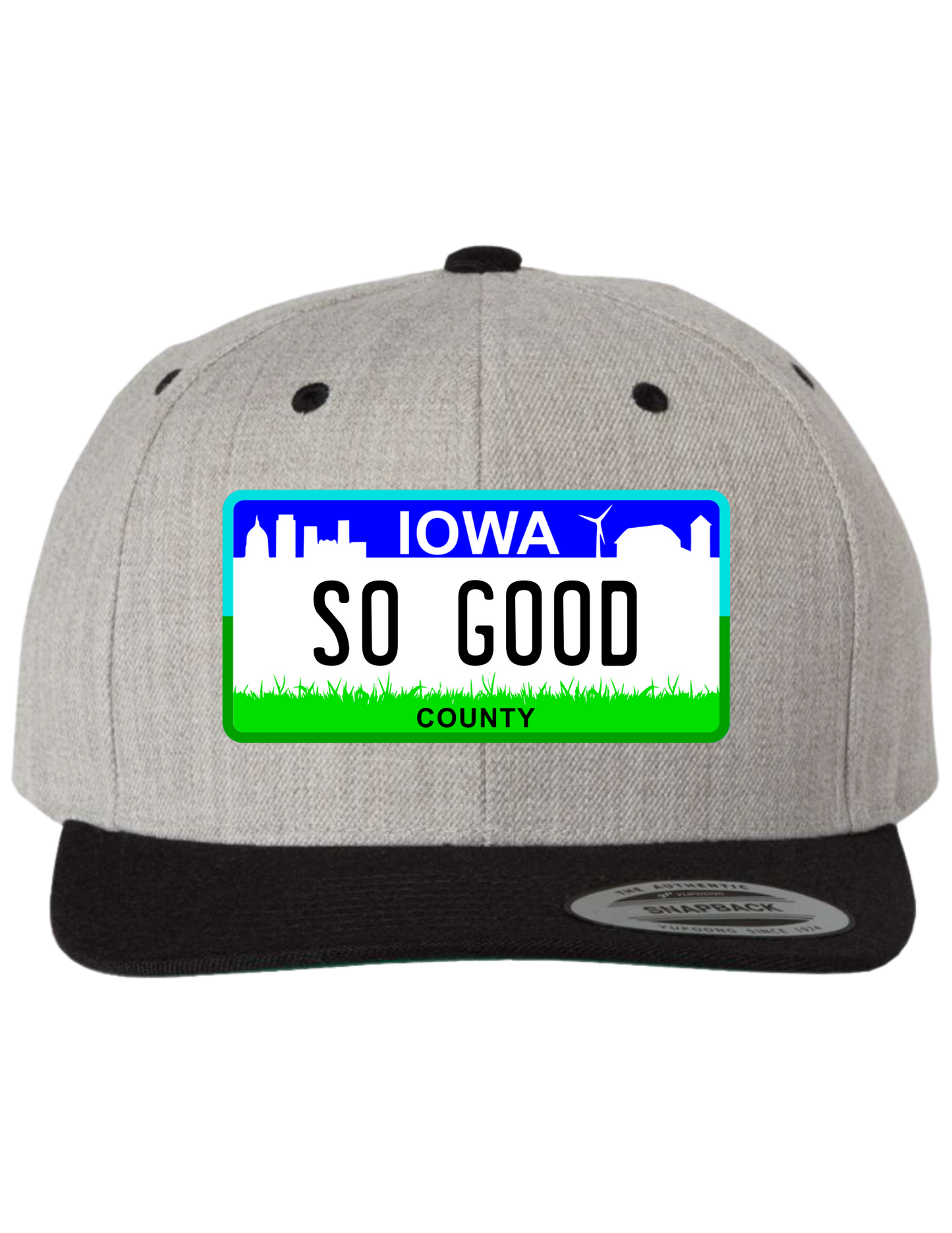 So Good Iowa Premium License Plate Trucker Hats