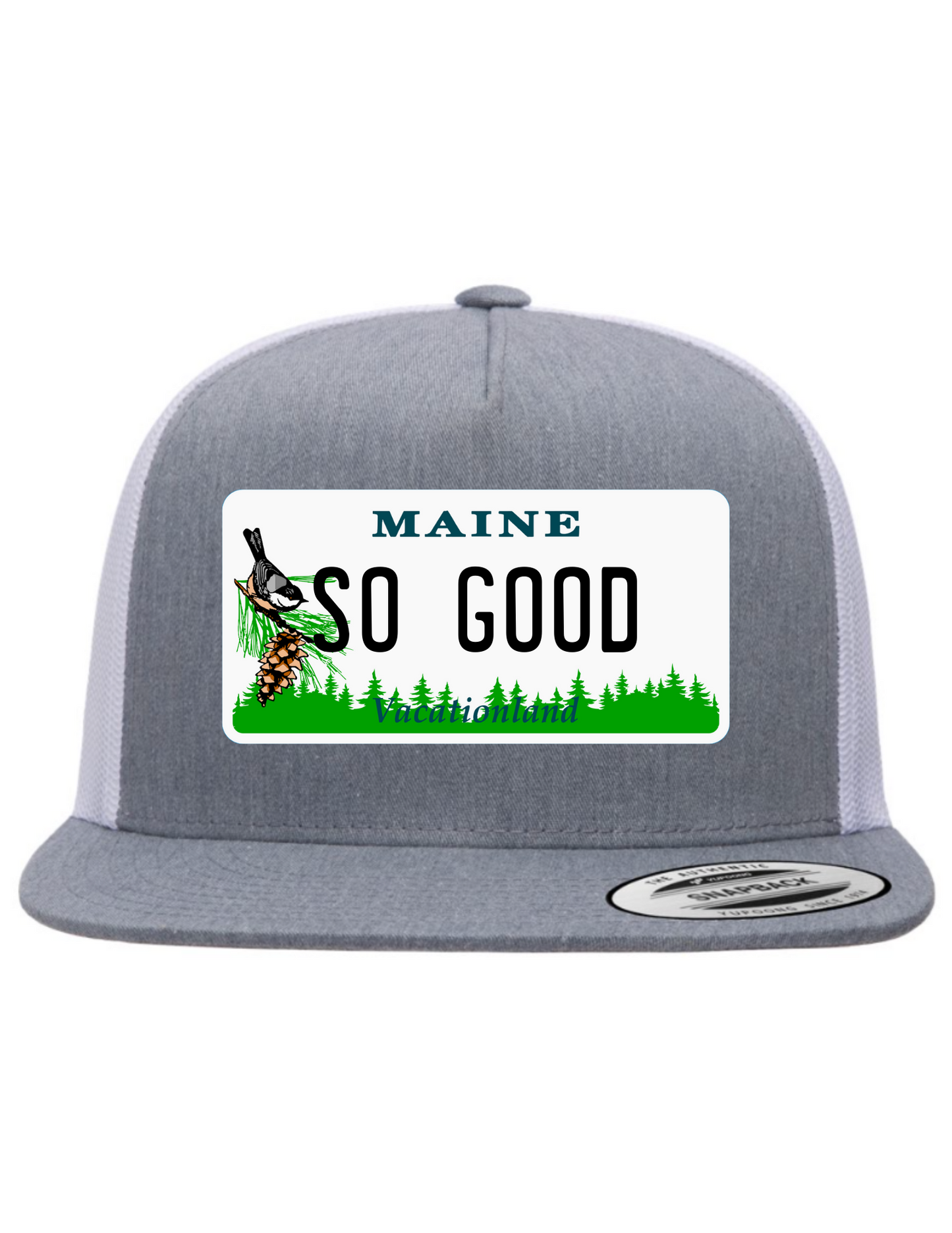 So Good Maine License Plate Trucker Hats