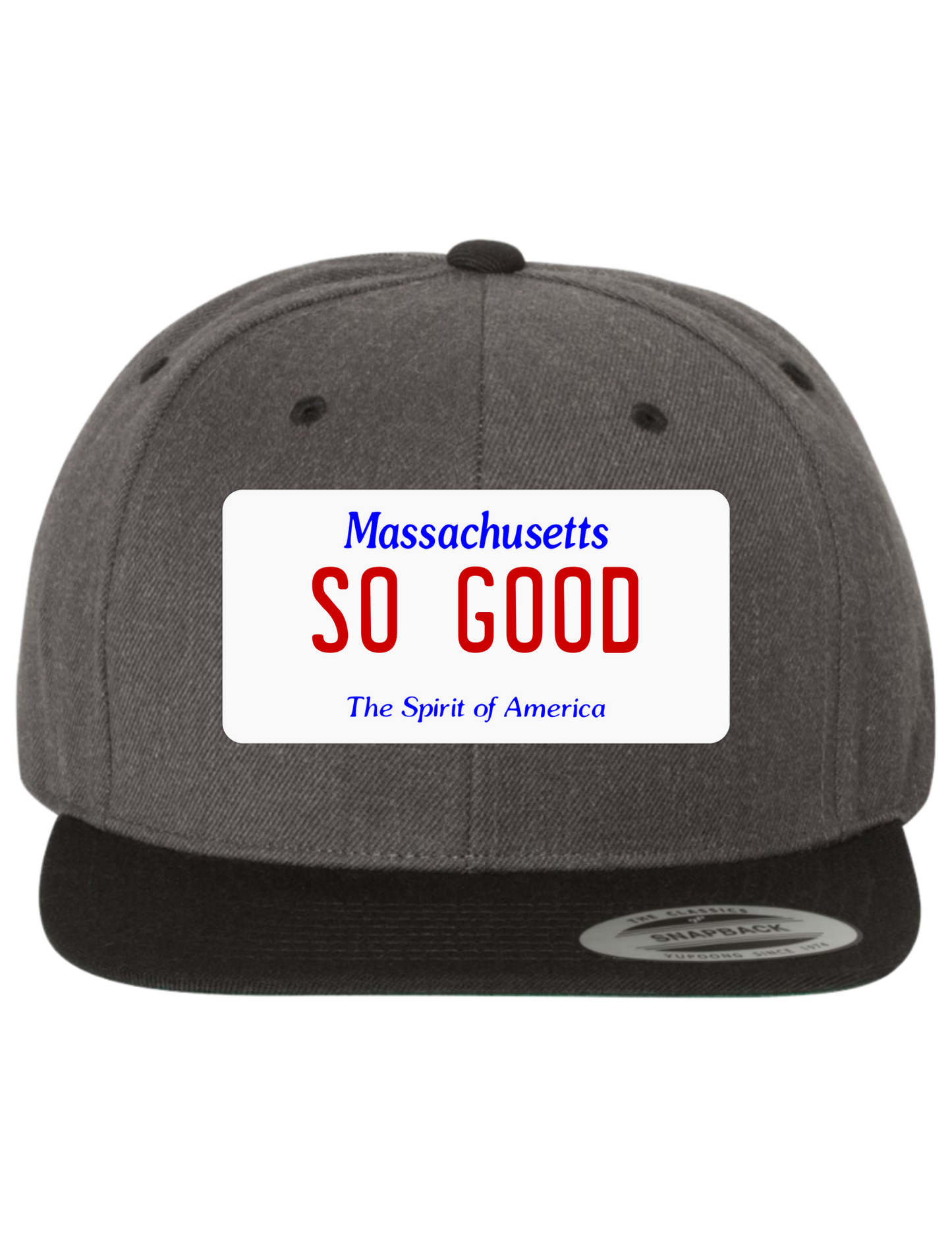 So Good Massachusetts Premium License Plate Trucker Hats