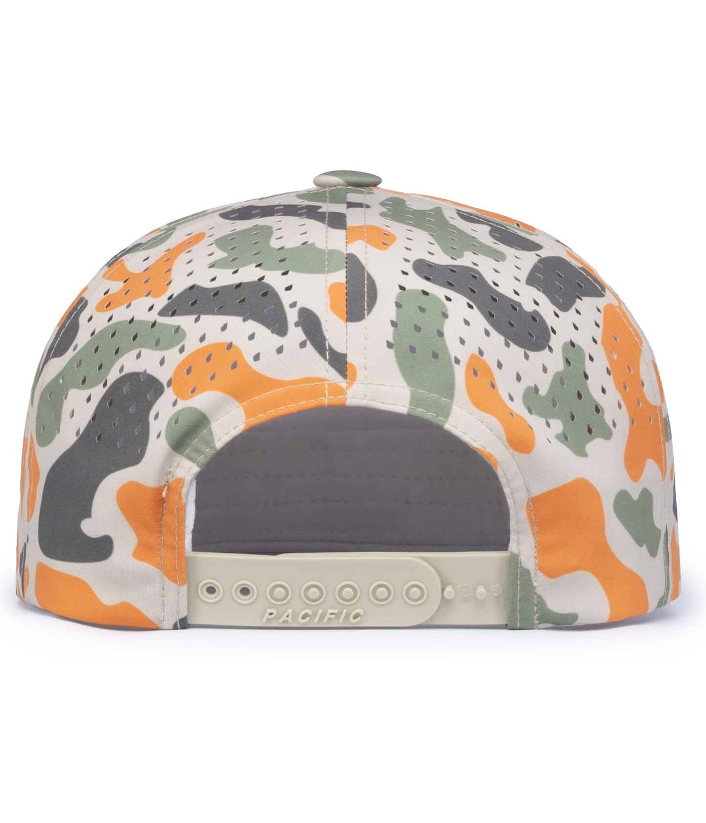 Perforated 6-Panel Arch (KHAKI/BLAZE CAMO) Hat w/ Embroidery - So Good!