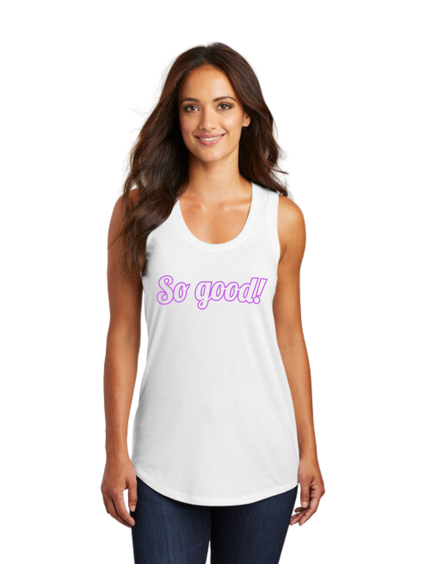 OUTLINE Logo Women's Racerback Tank (WHITE) - So Good!