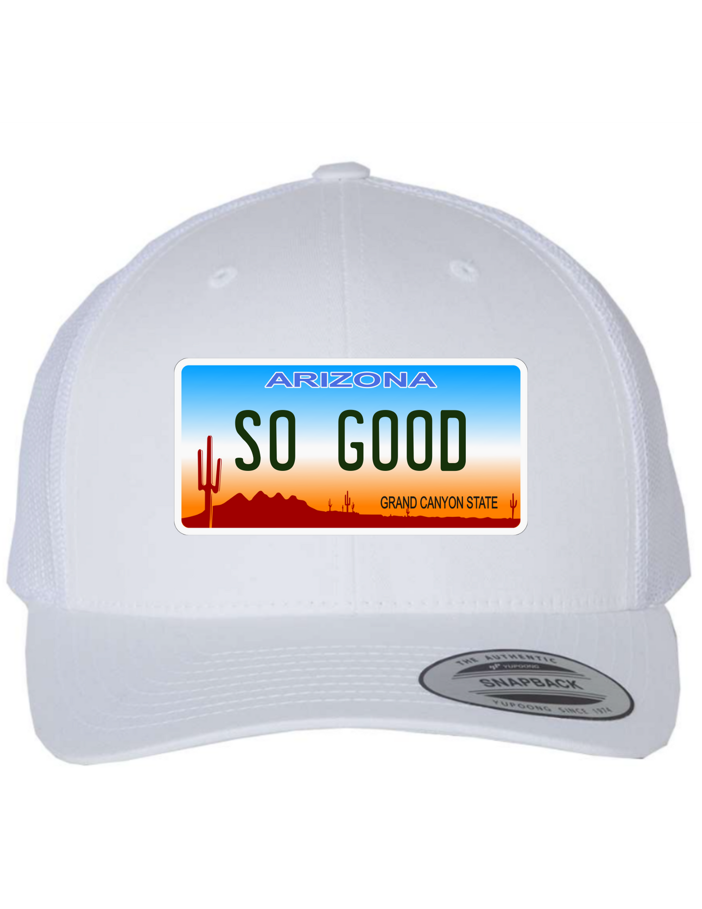 So Good Arizona License Plate Trucker Hats