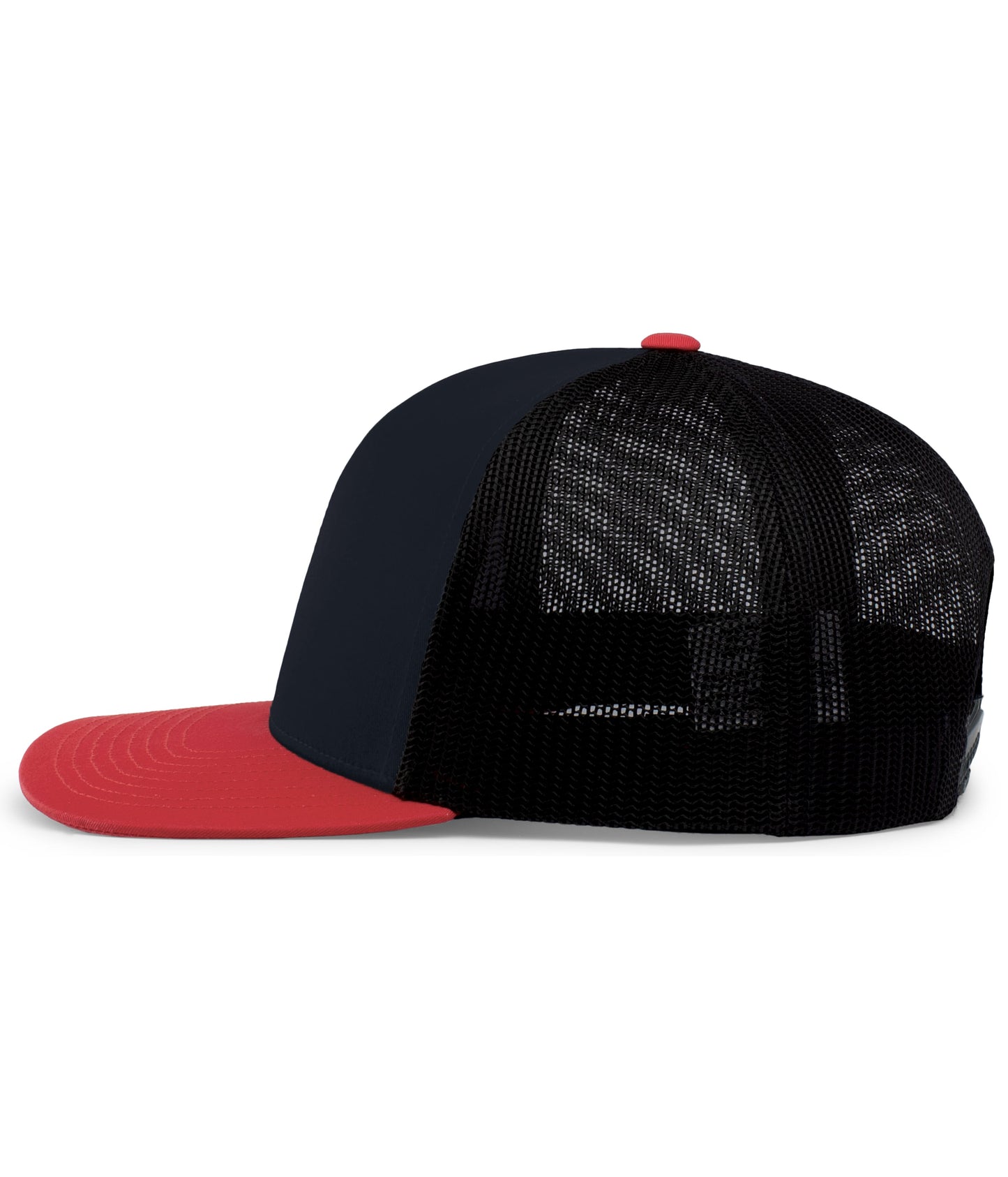 Trucker Snapback Hat w/ Embroidery (NAVY/RED) - So Good!