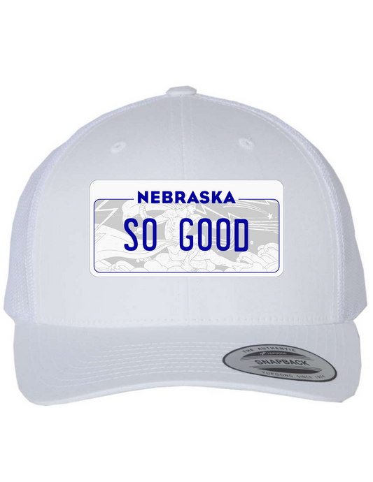 So Good Nebraska License Plate Trucker Hats