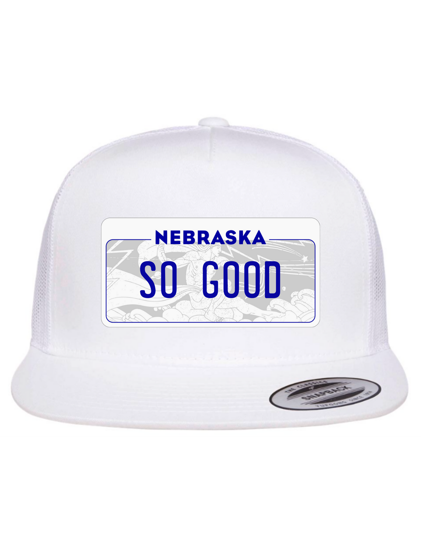 So Good Nebraska License Plate Trucker Hats