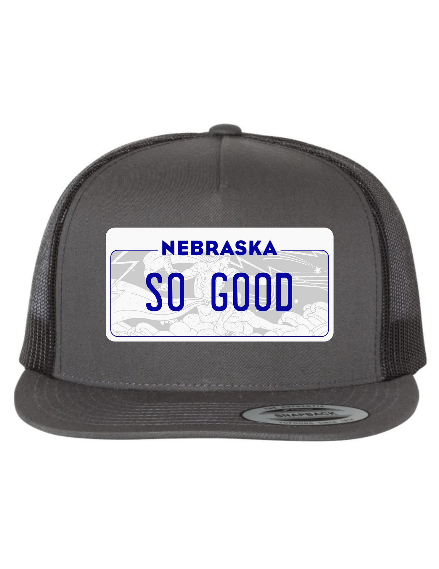 So Good Nebraska License Plate Trucker Hats