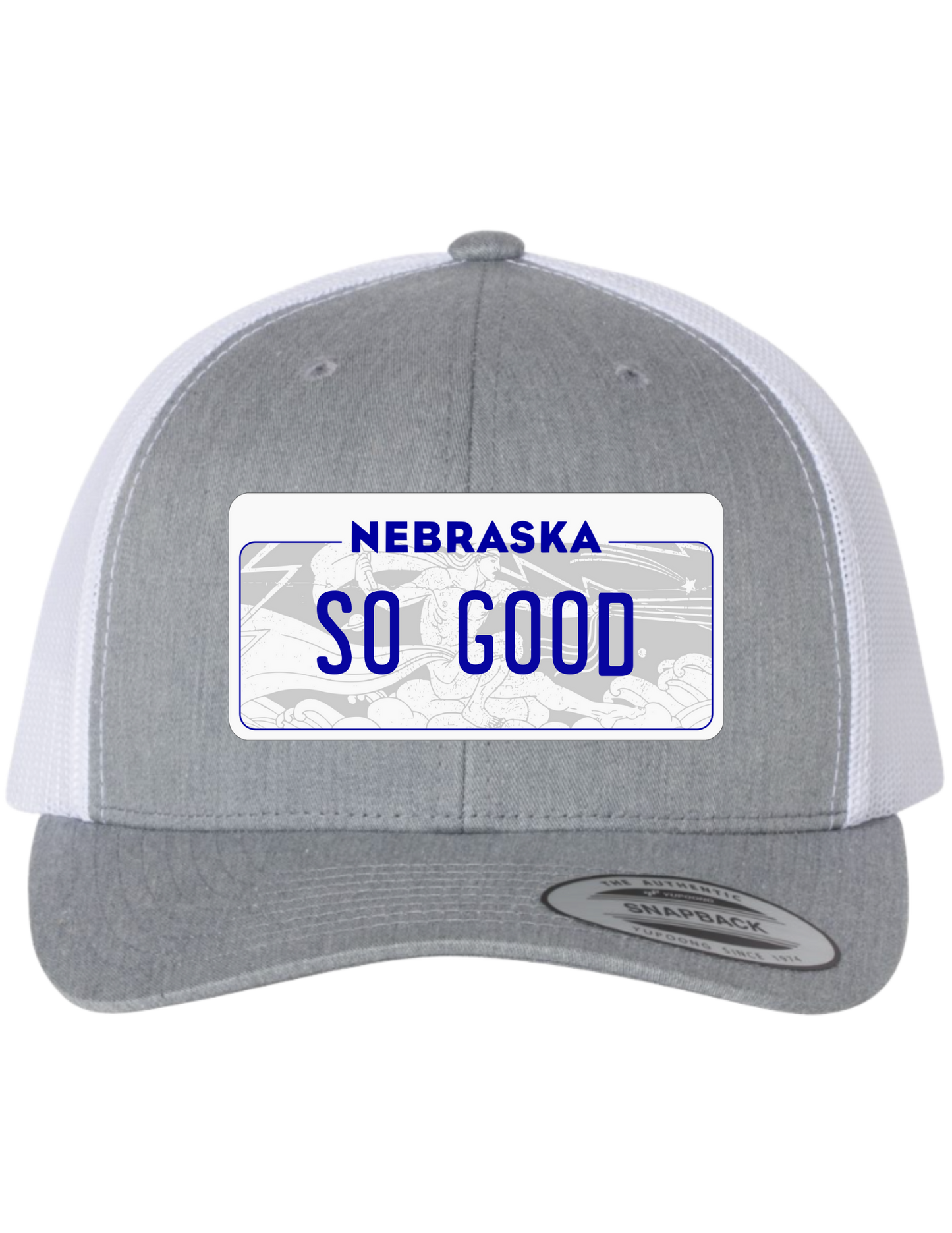 So Good Nebraska License Plate Trucker Hats
