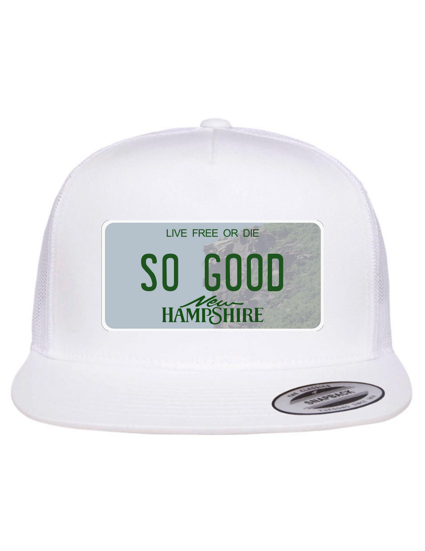 So Good New Hampshire License Plate Trucker Hats
