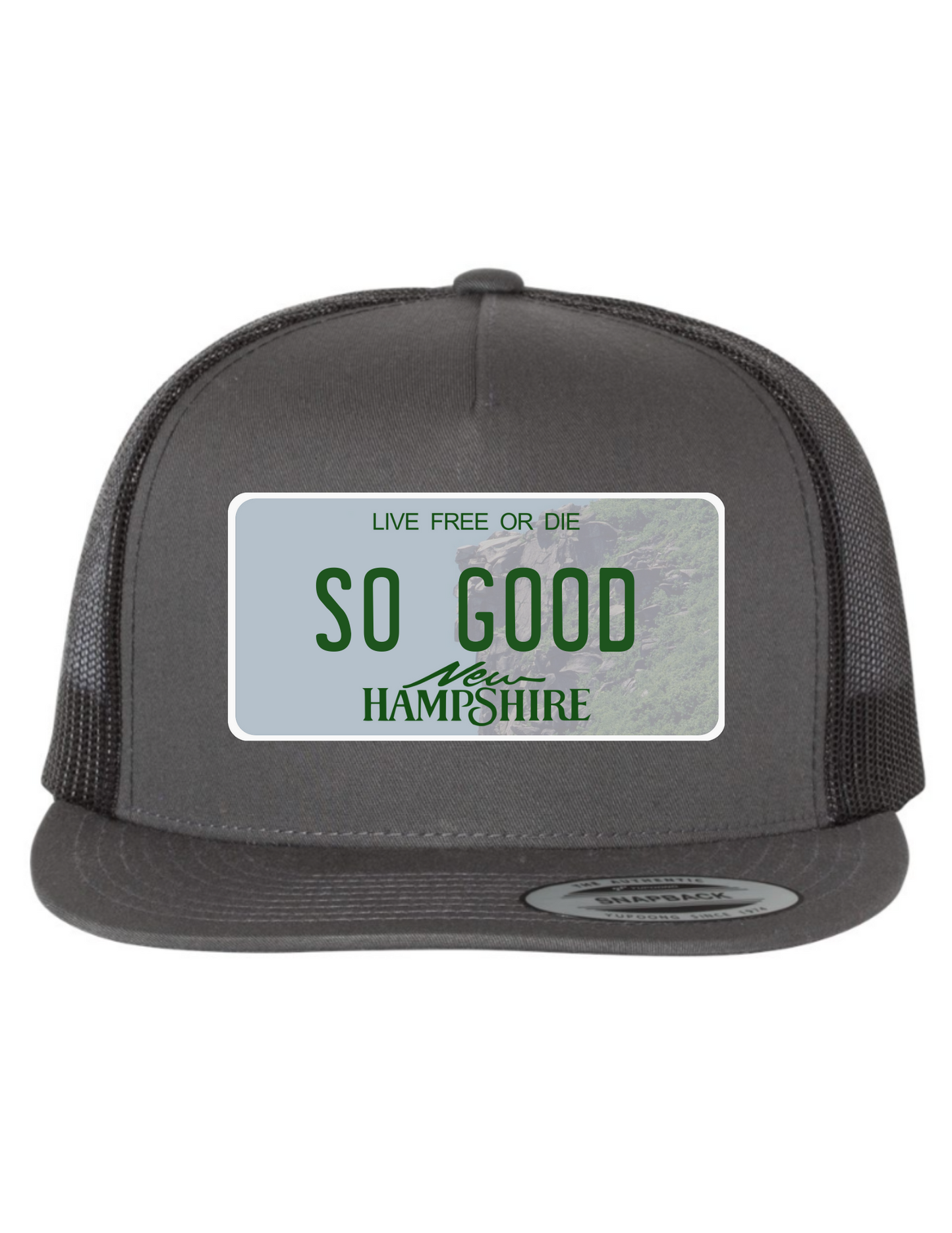 So Good New Hampshire License Plate Trucker Hats