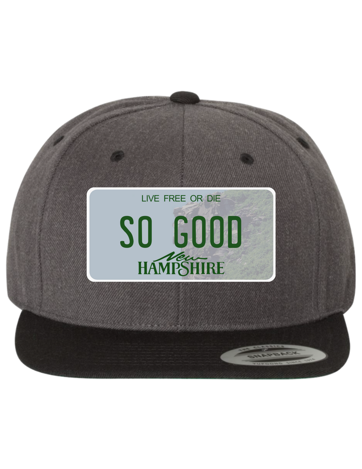 So Good New Hampshire Premium License Plate Trucker Hats