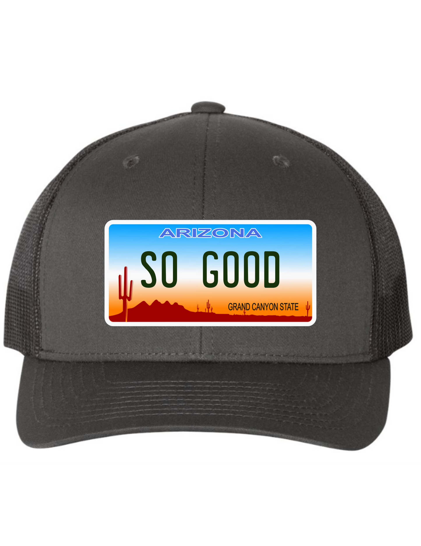 So Good Arizona License Plate Trucker Hats