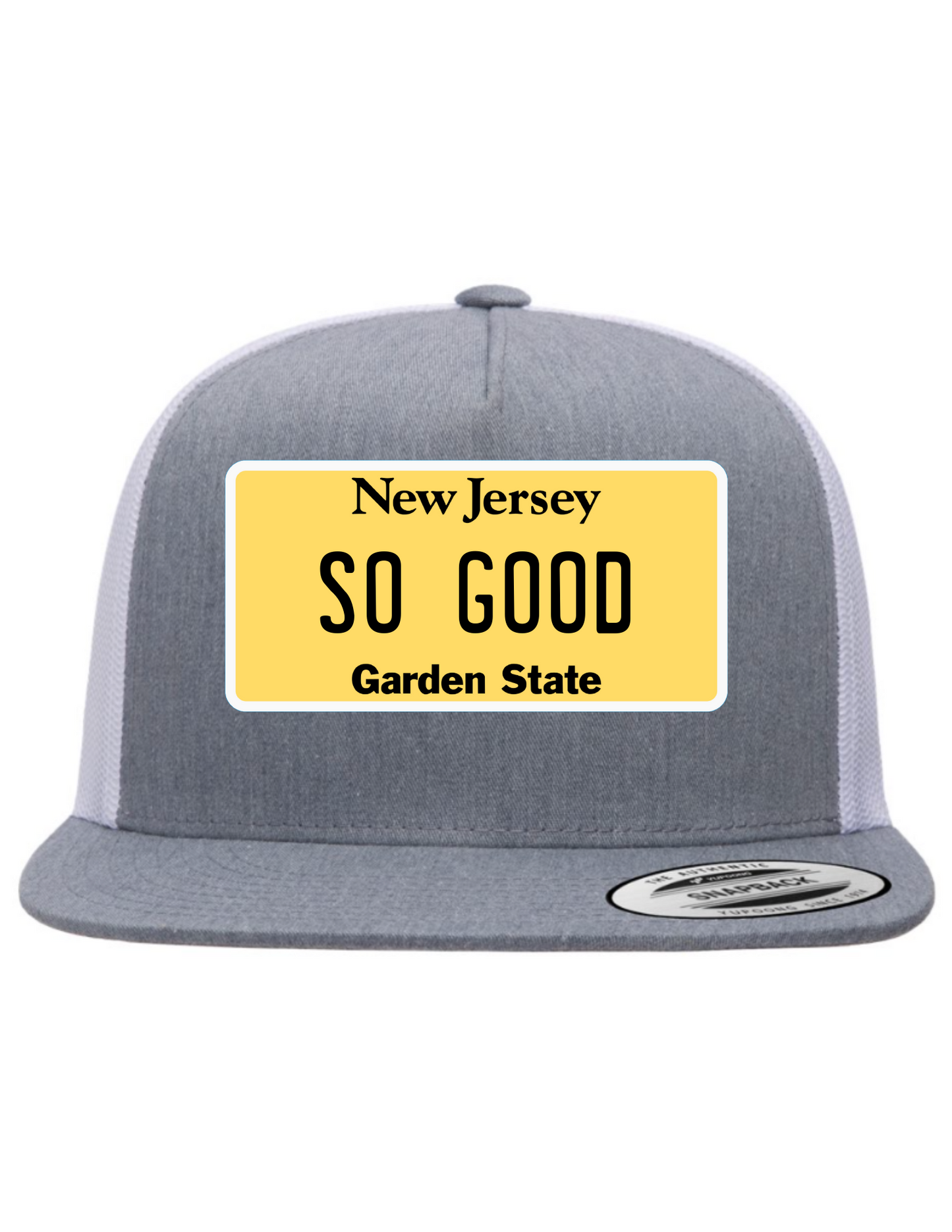 So Good New Jersey License Plate Trucker Hats