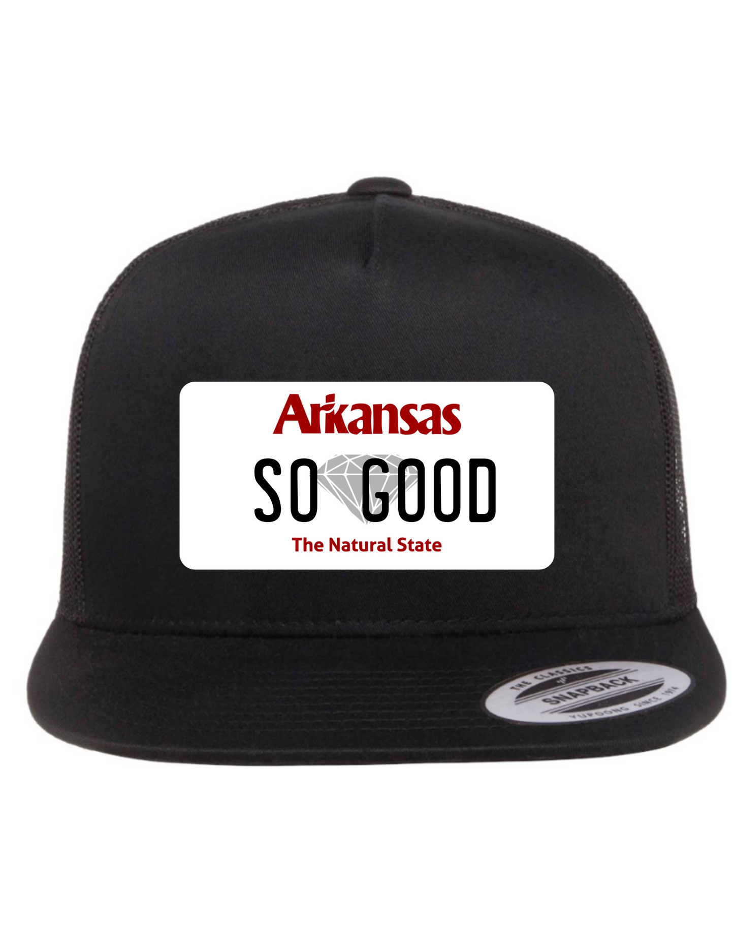 So Good Arkansas License Plate Trucker Hats