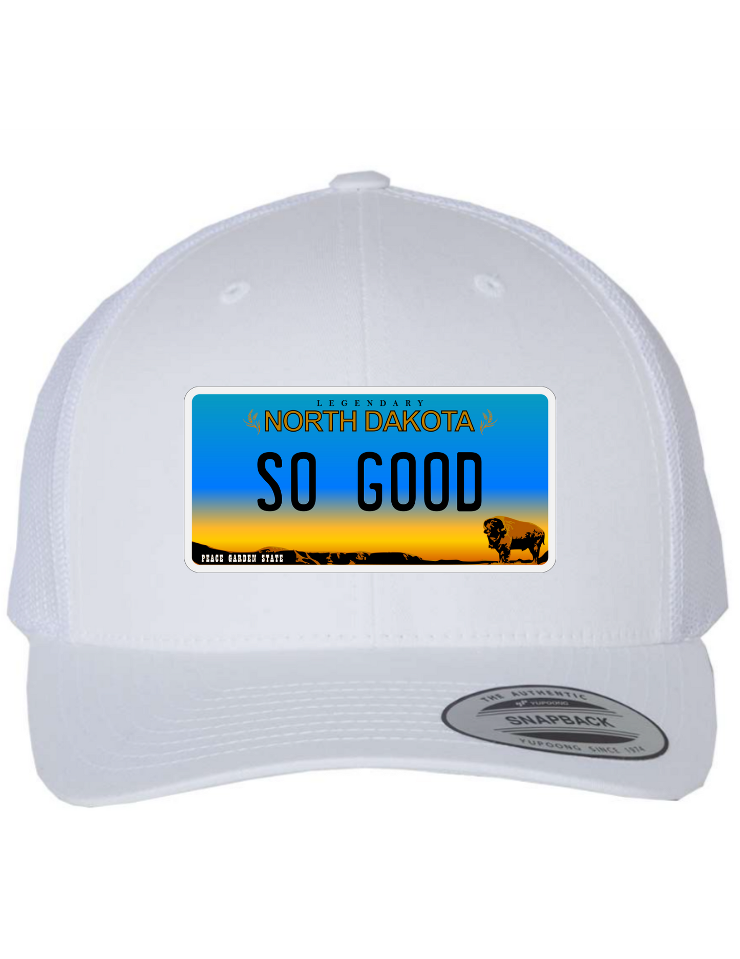 So Good North Dakota License Plate Trucker Hats