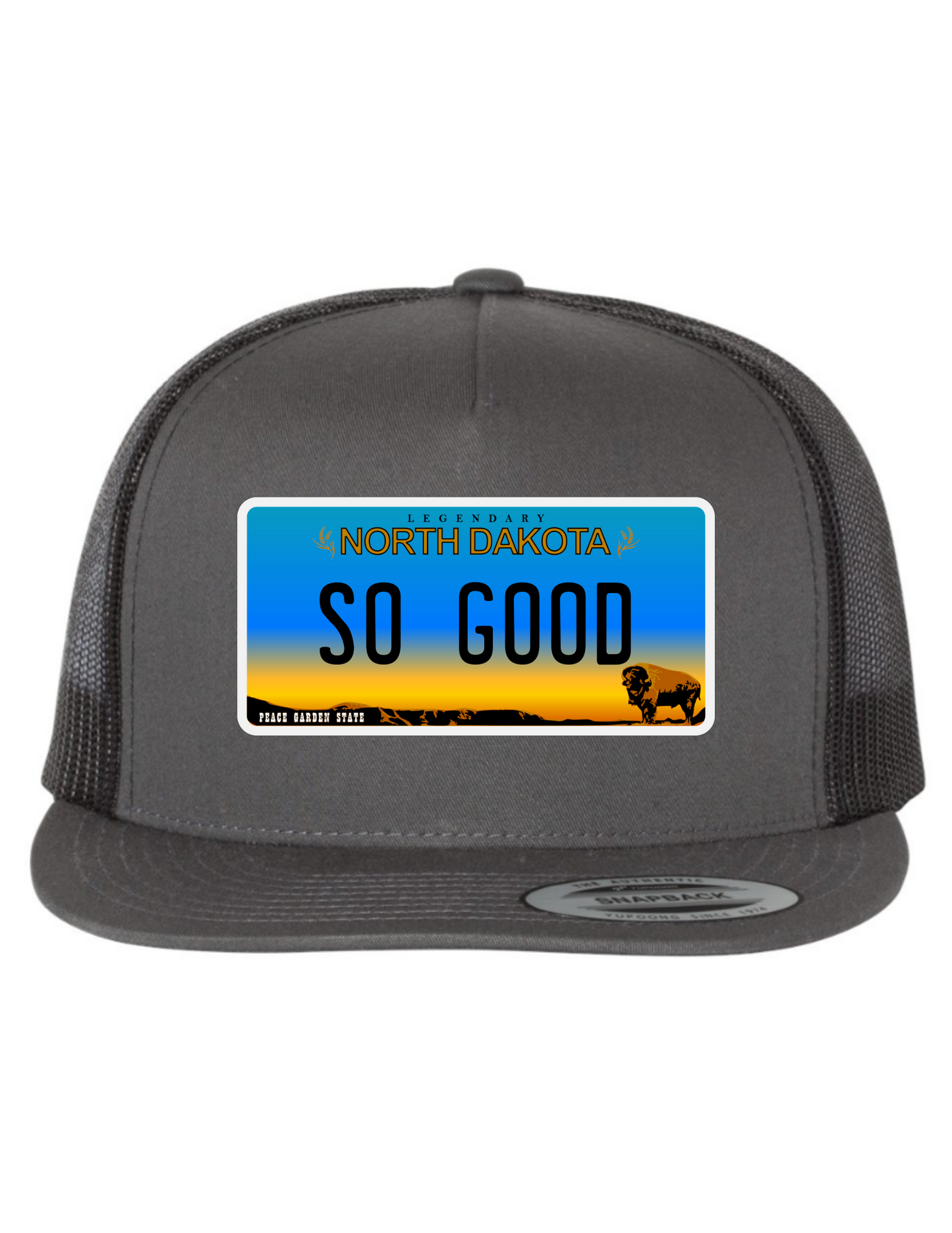 So Good North Dakota License Plate Trucker Hats
