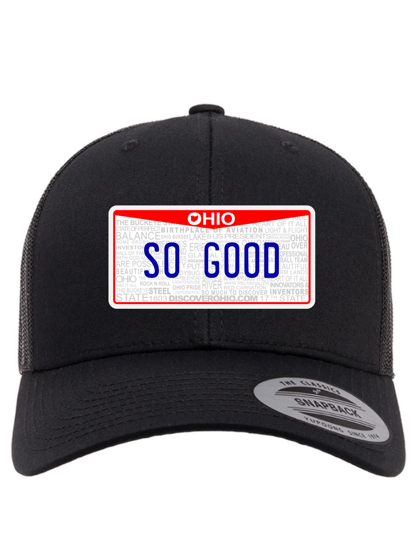 So Good Ohio License Plate Trucker Hats
