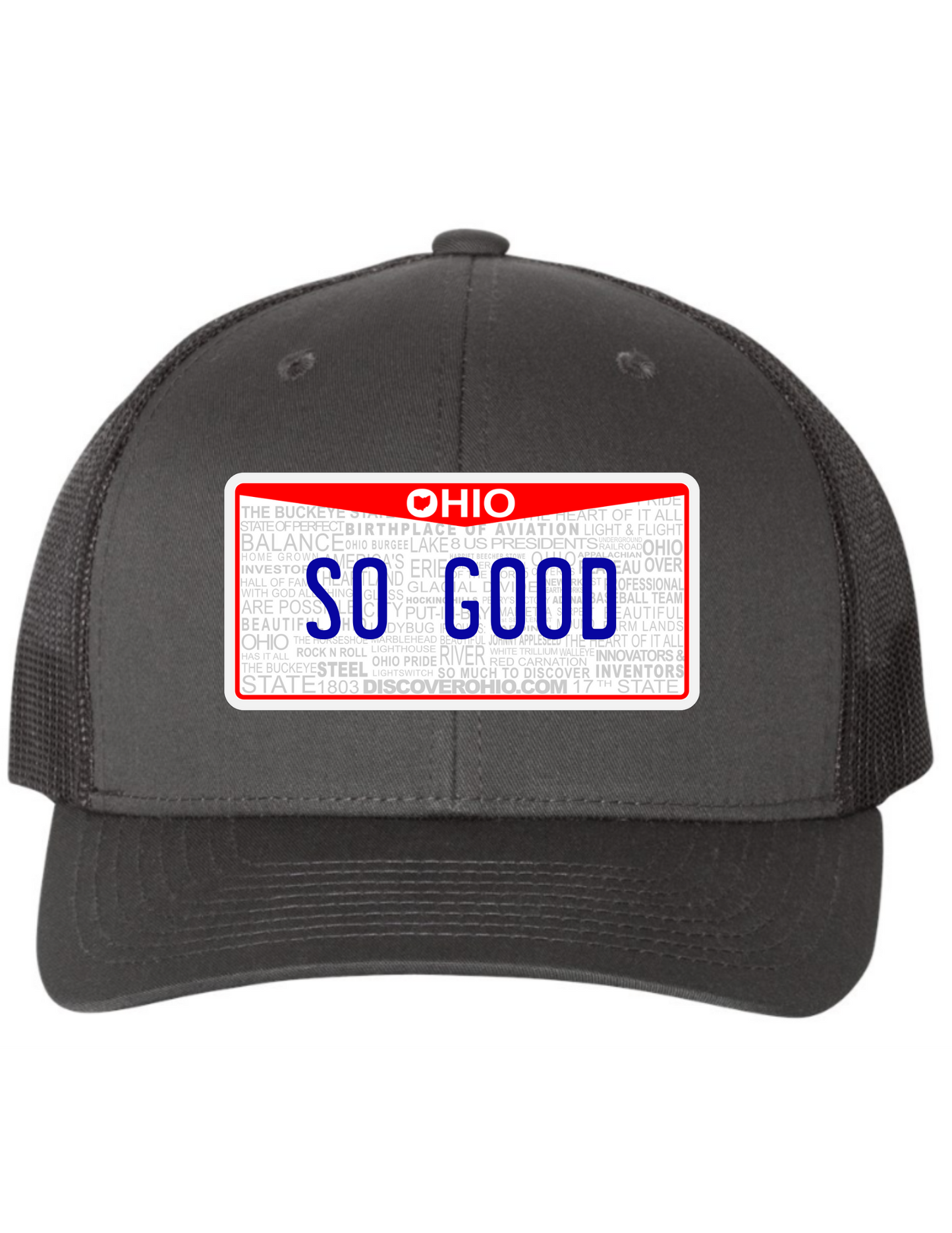 So Good Ohio License Plate Trucker Hats