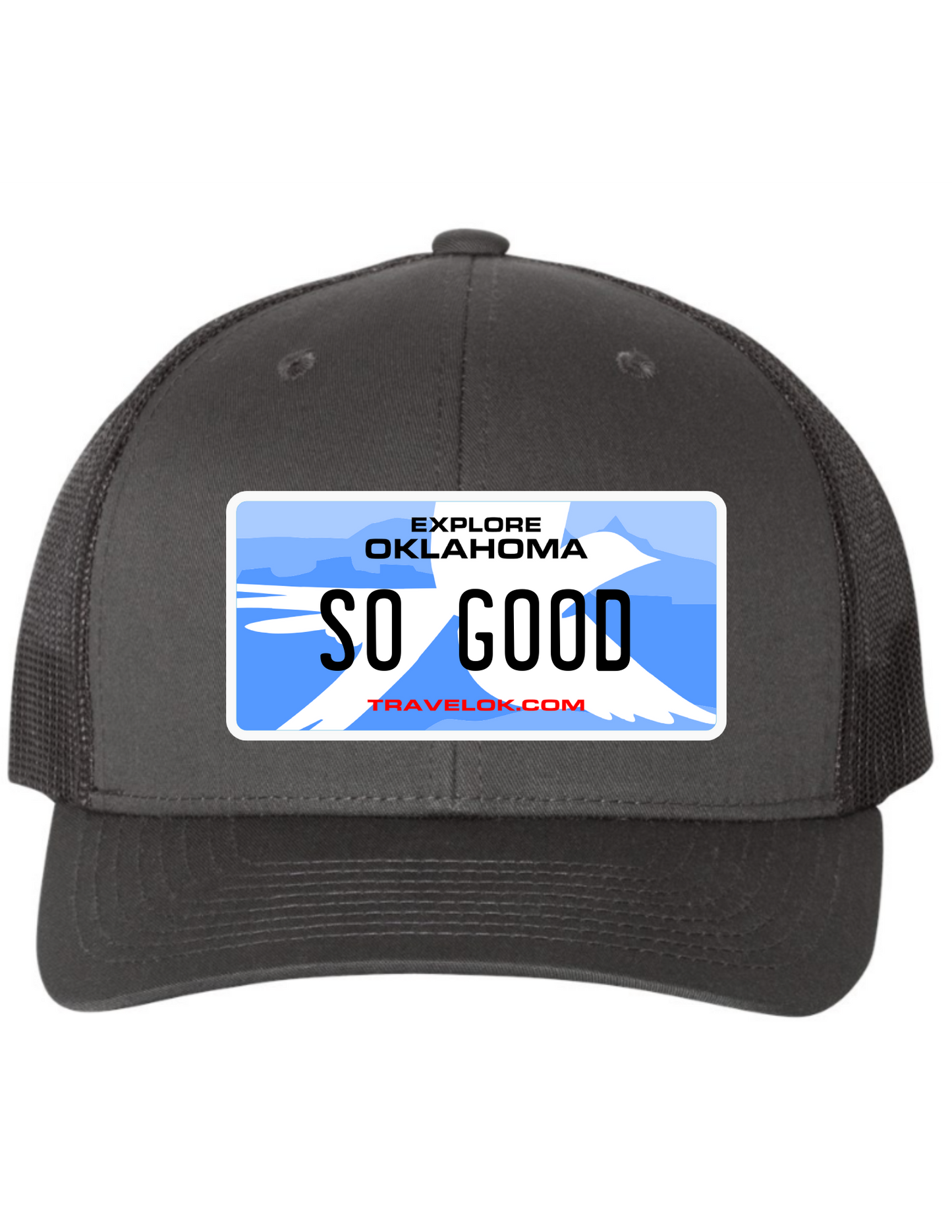 So Good Oklahoma License Plate Trucker Hats