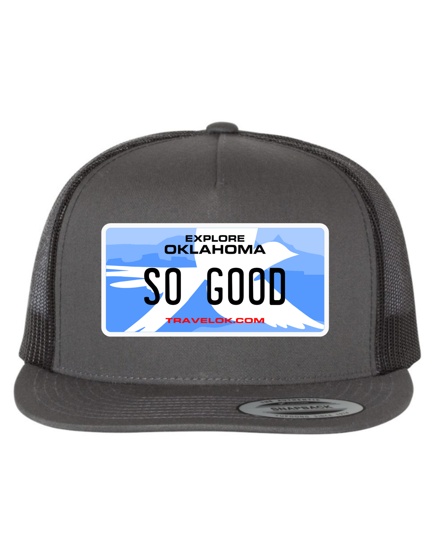 So Good Oklahoma License Plate Trucker Hats