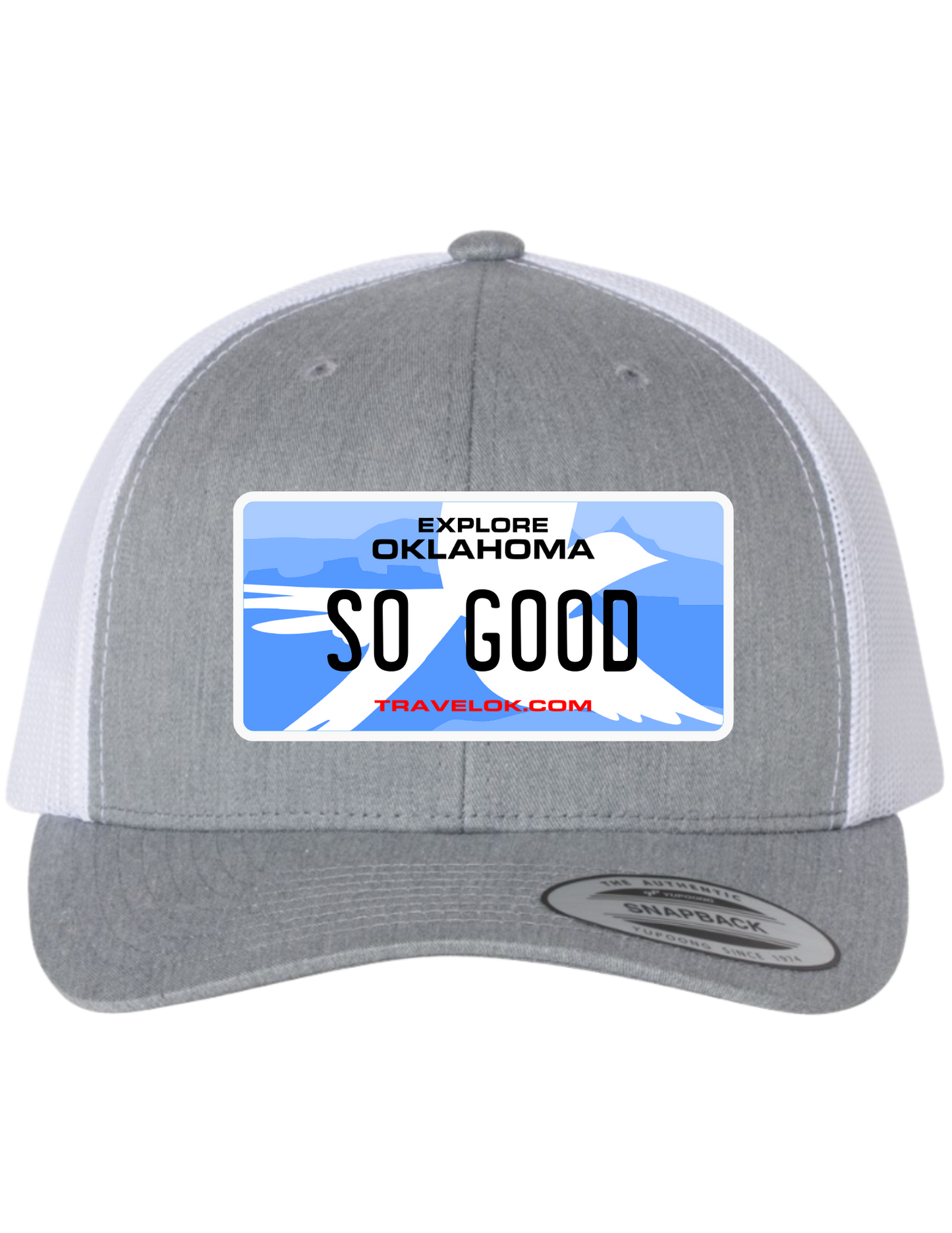 So Good Oklahoma License Plate Trucker Hats
