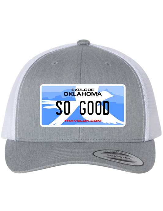 So Good Oklahoma License Plate Trucker Hats