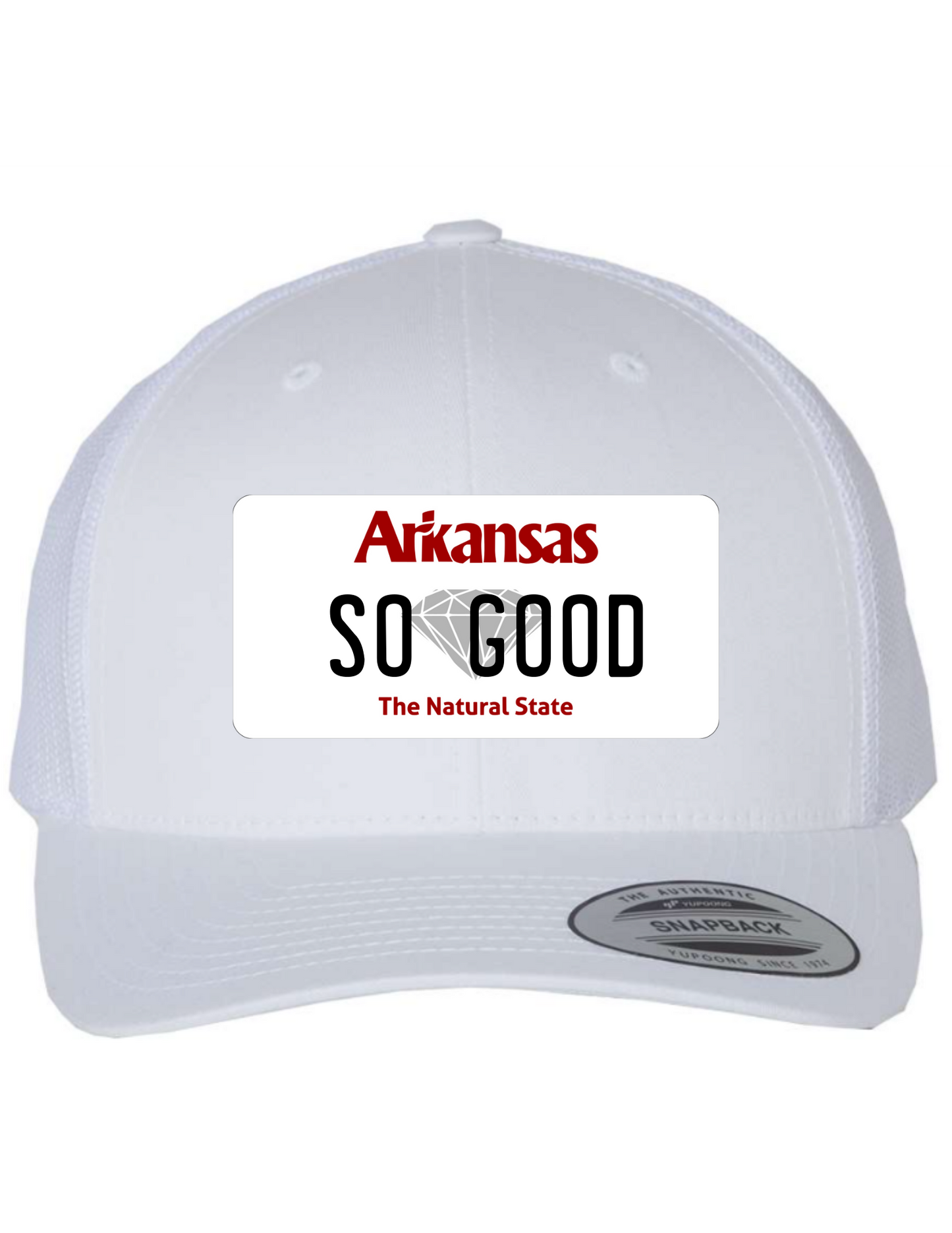 So Good Arkansas License Plate Trucker Hats