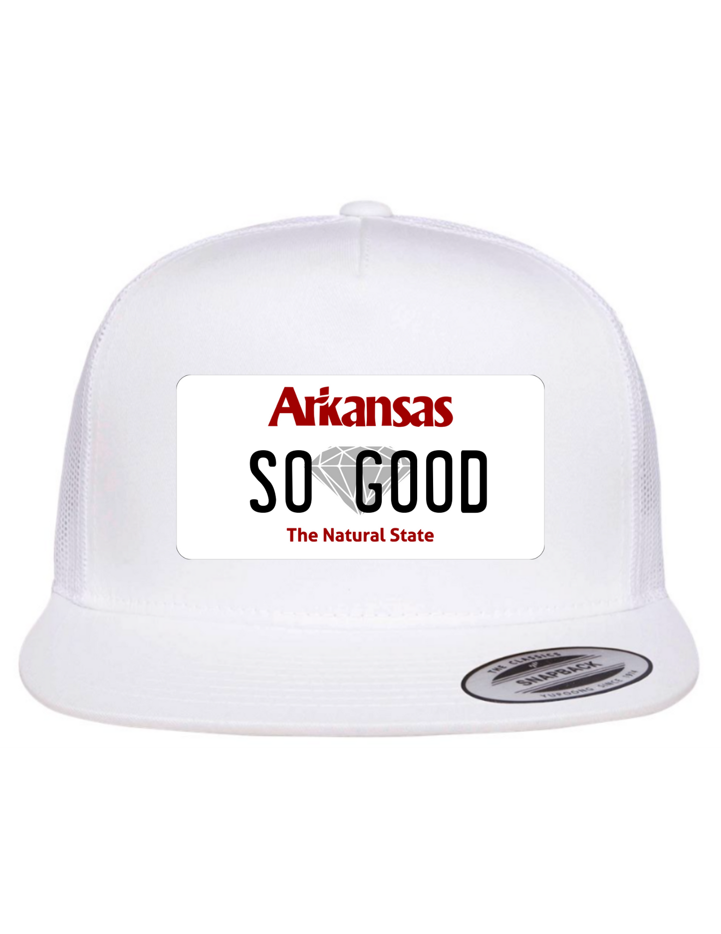So Good Arkansas License Plate Trucker Hats