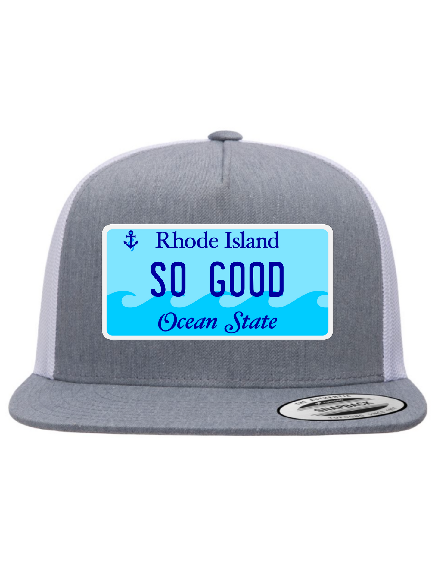 So Good Rhode Island License Plate Trucker Hats
