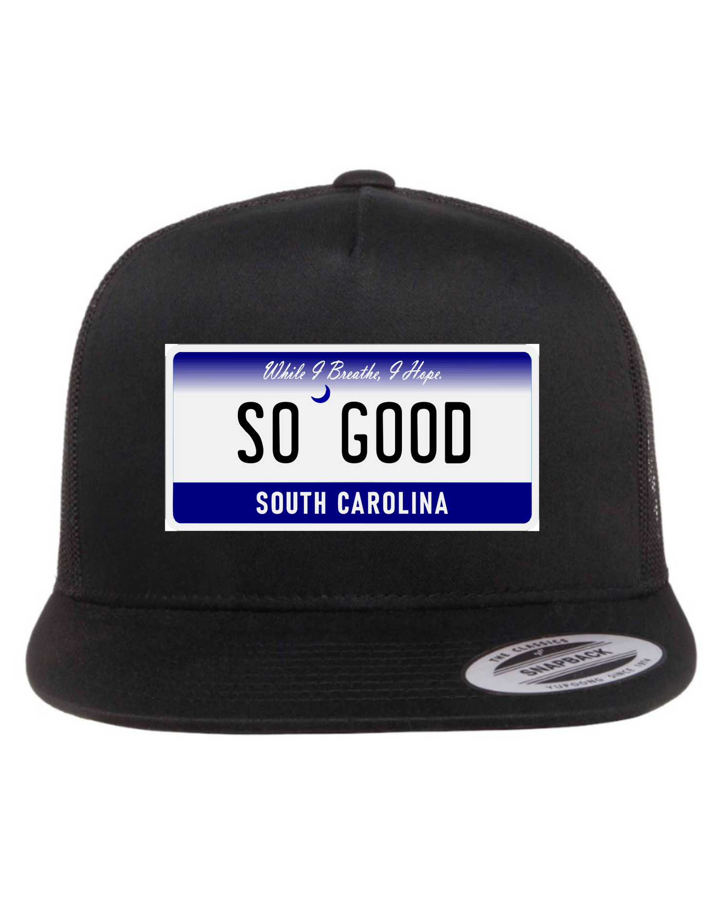 So Good South Carolina License Plate Trucker Hats