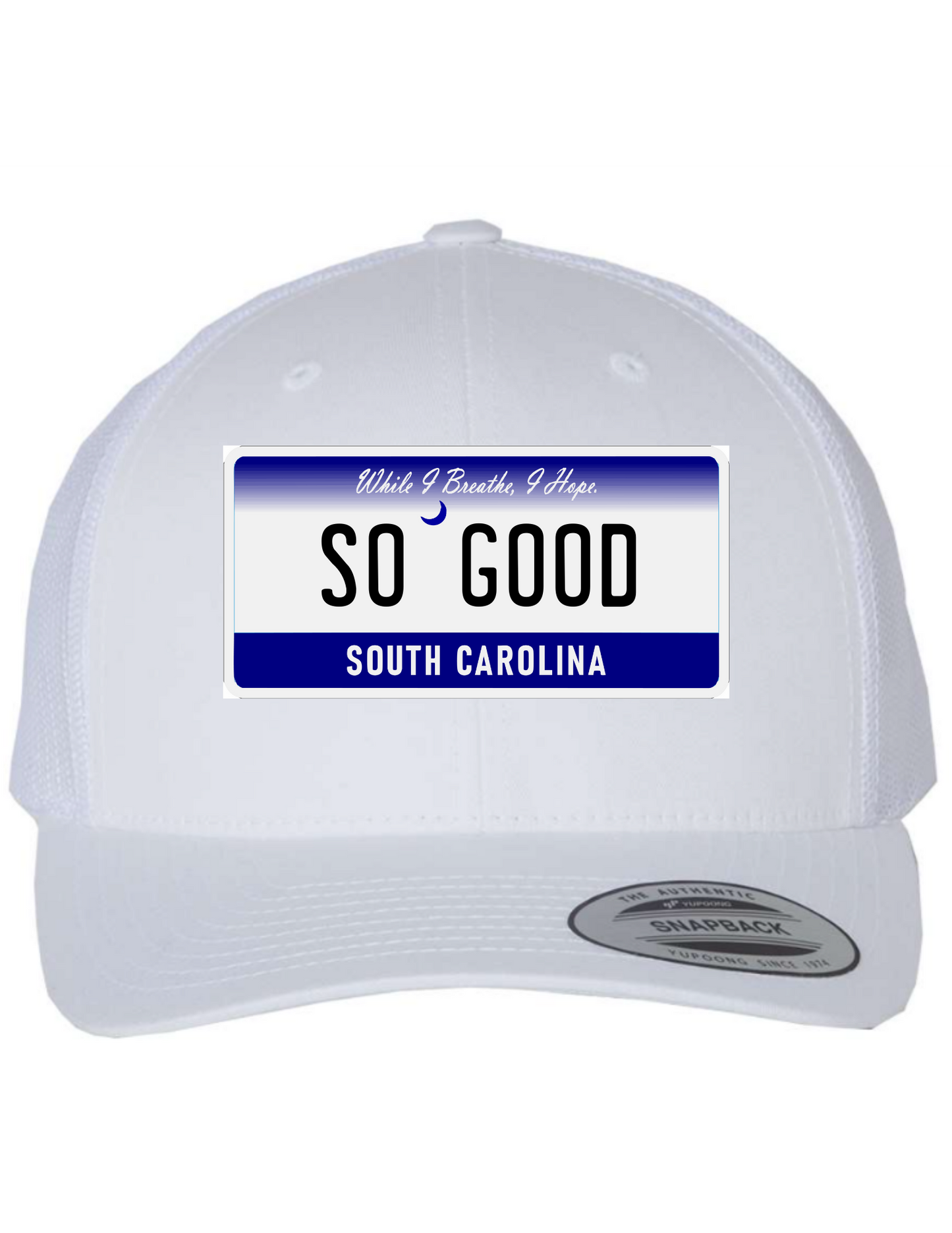 So Good South Carolina License Plate Trucker Hats
