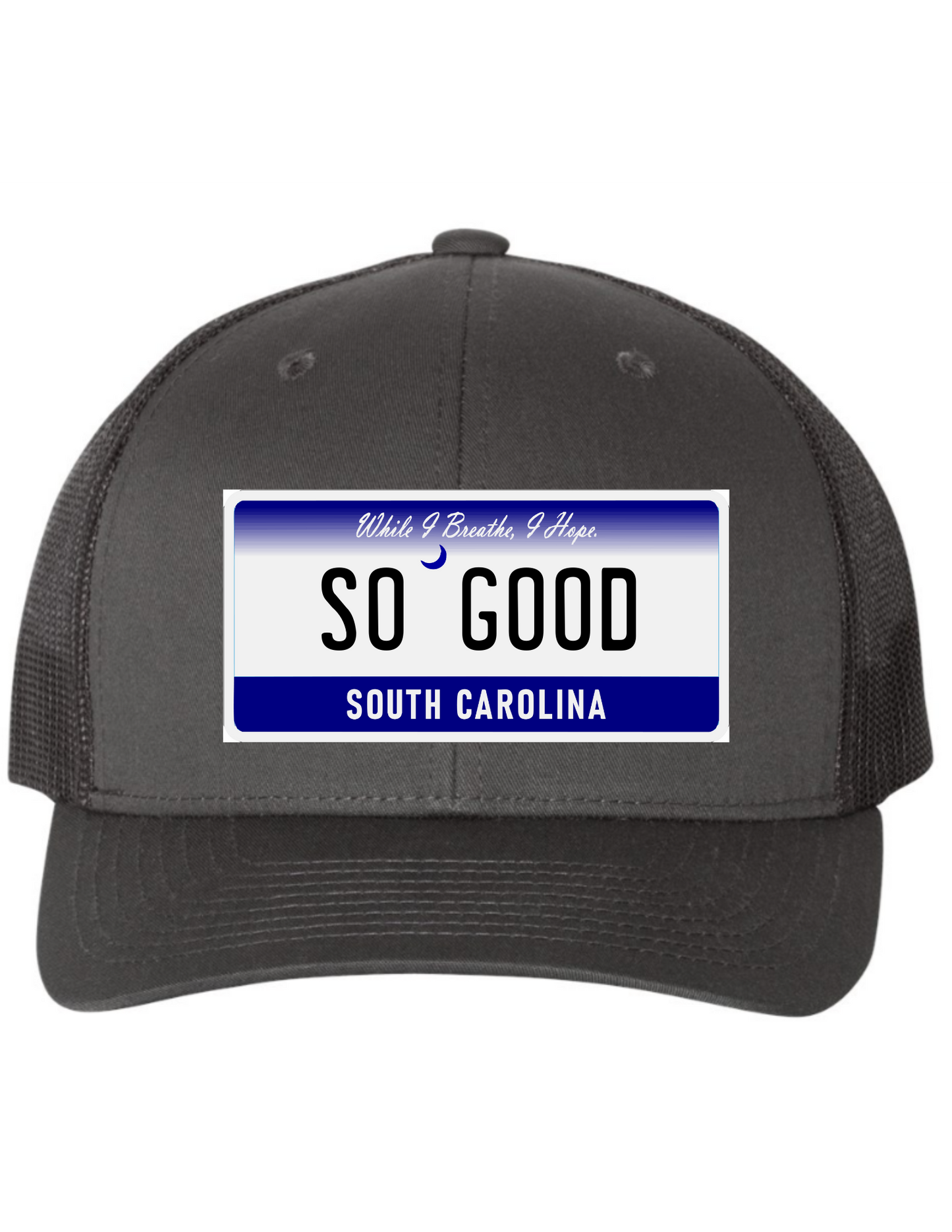 So Good South Carolina License Plate Trucker Hats