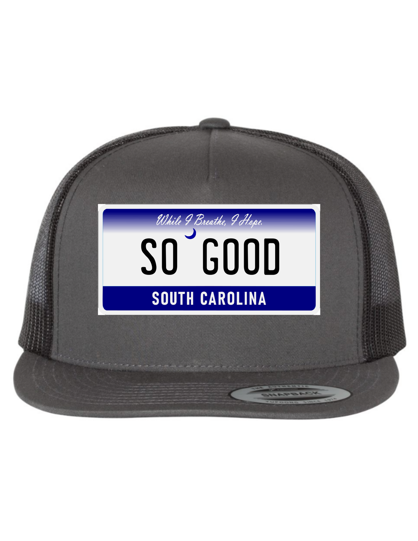 So Good South Carolina License Plate Trucker Hats