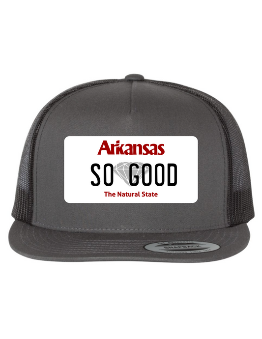 So Good Arkansas License Plate Trucker Hats