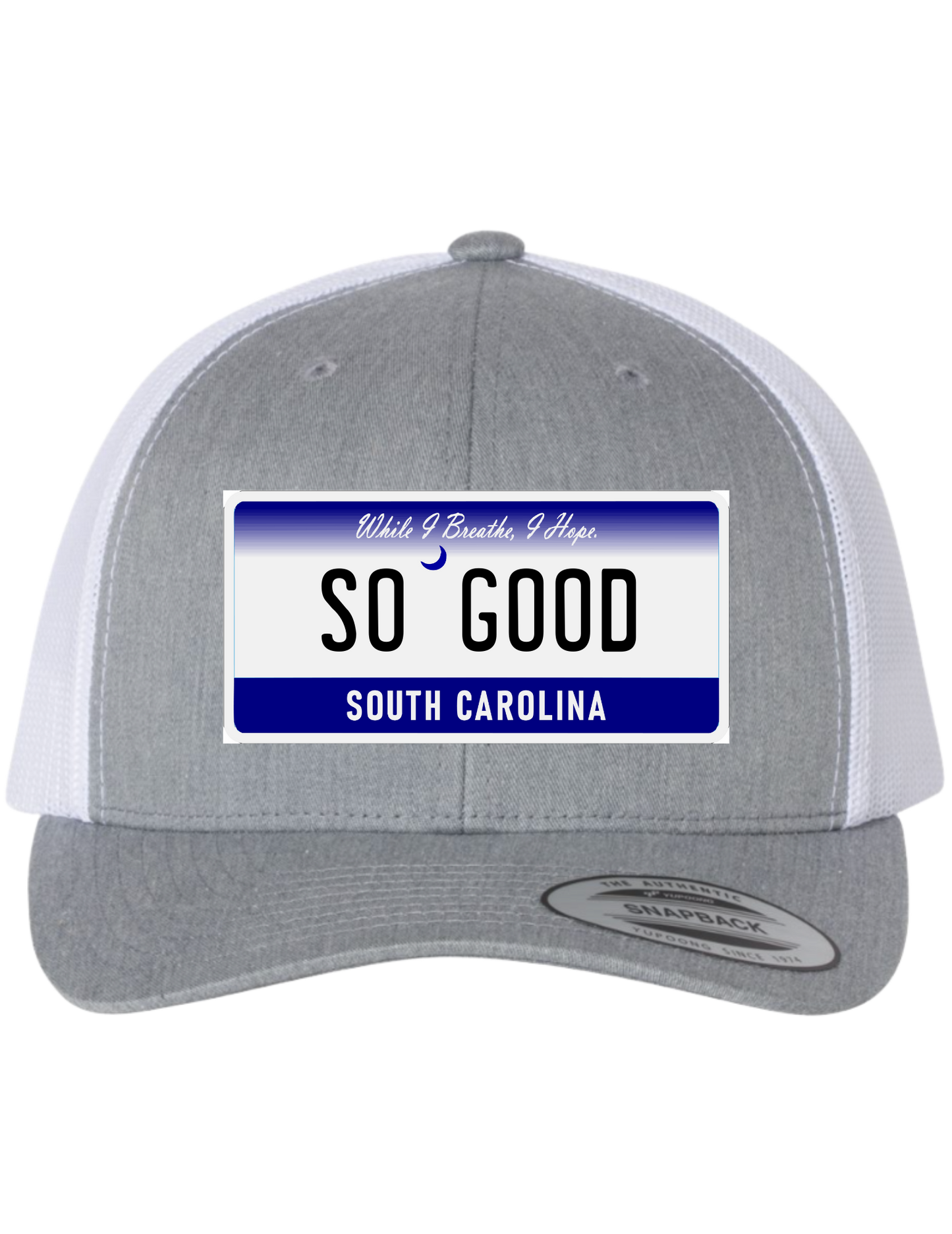 So Good South Carolina License Plate Trucker Hats