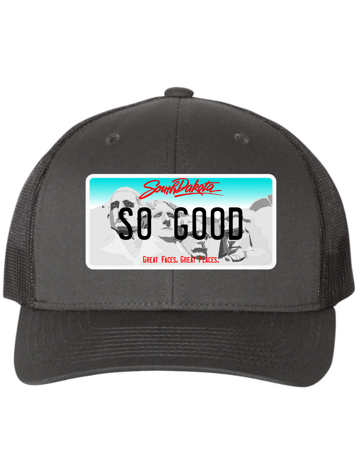 So Good South Dakota License Plate Trucker Hats