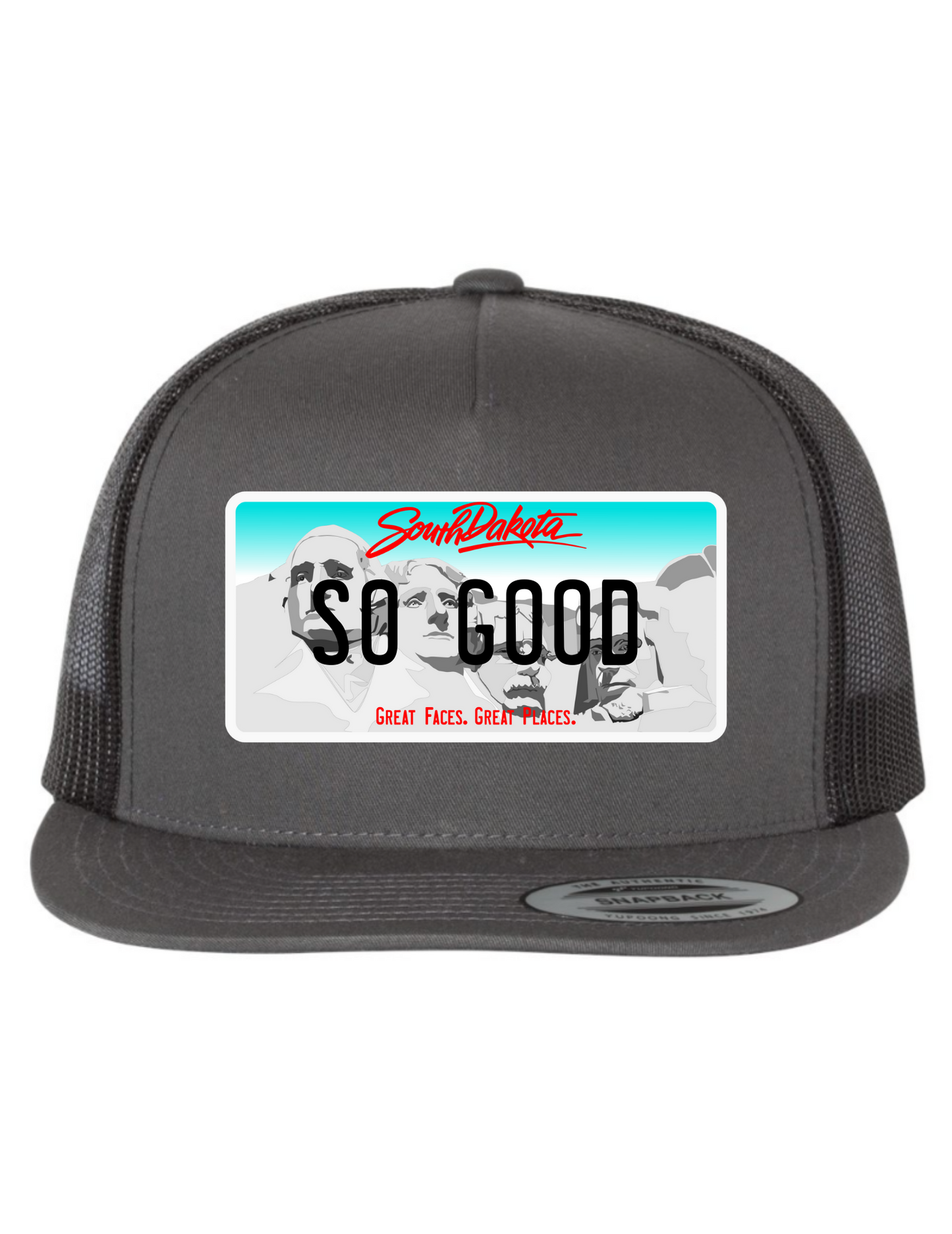 So Good South Dakota License Plate Trucker Hats