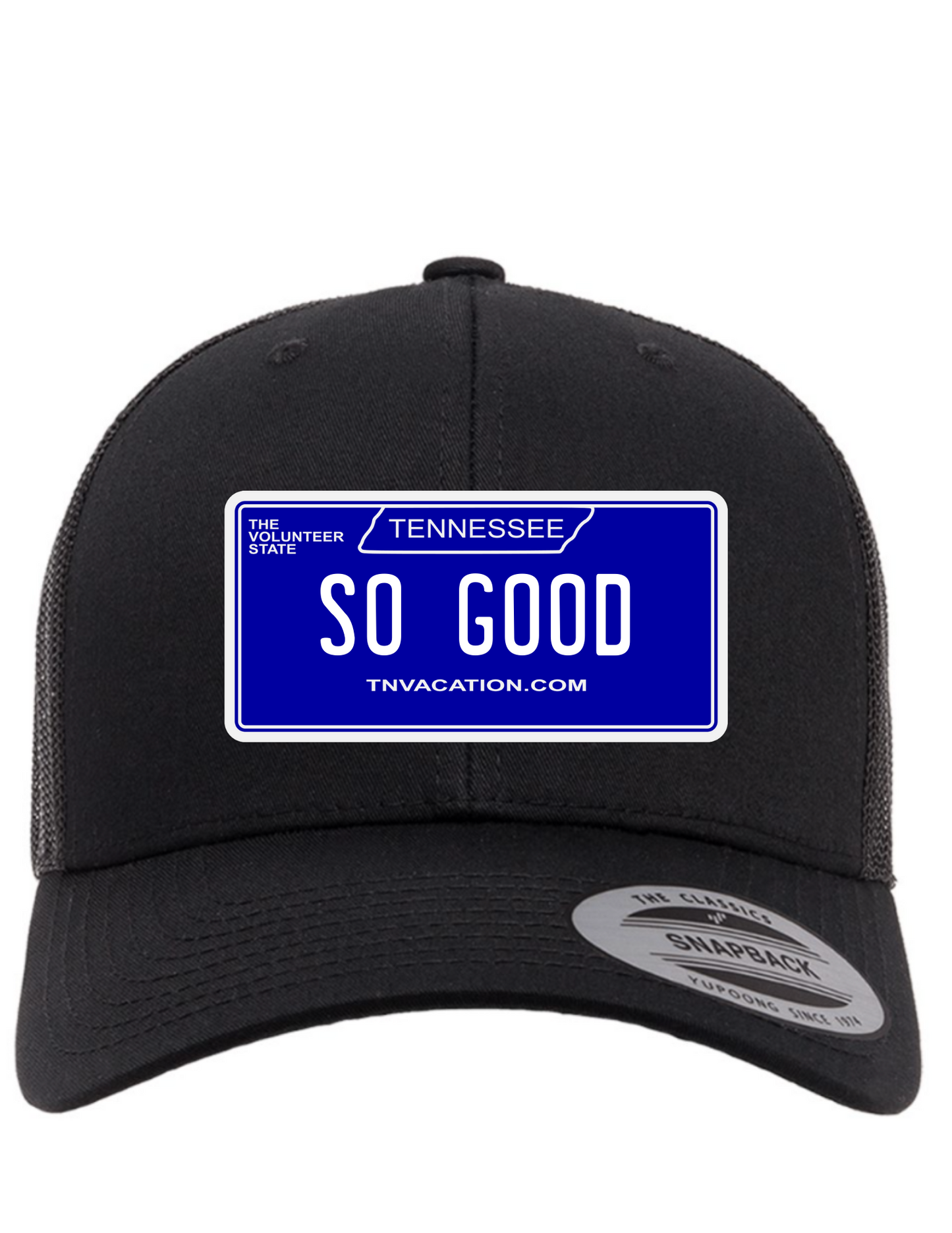 So Good Tennessee License Plate Trucker Hats