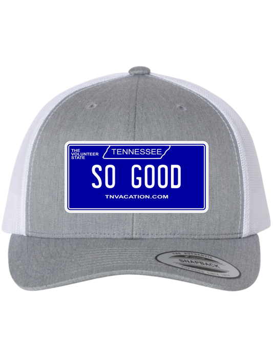 So Good Tennessee License Plate Trucker Hats