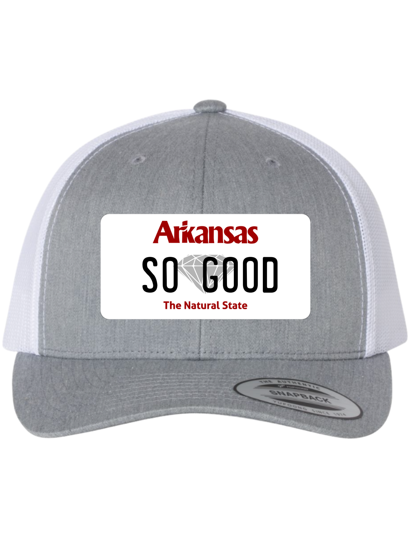 So Good Arkansas License Plate Trucker Hats