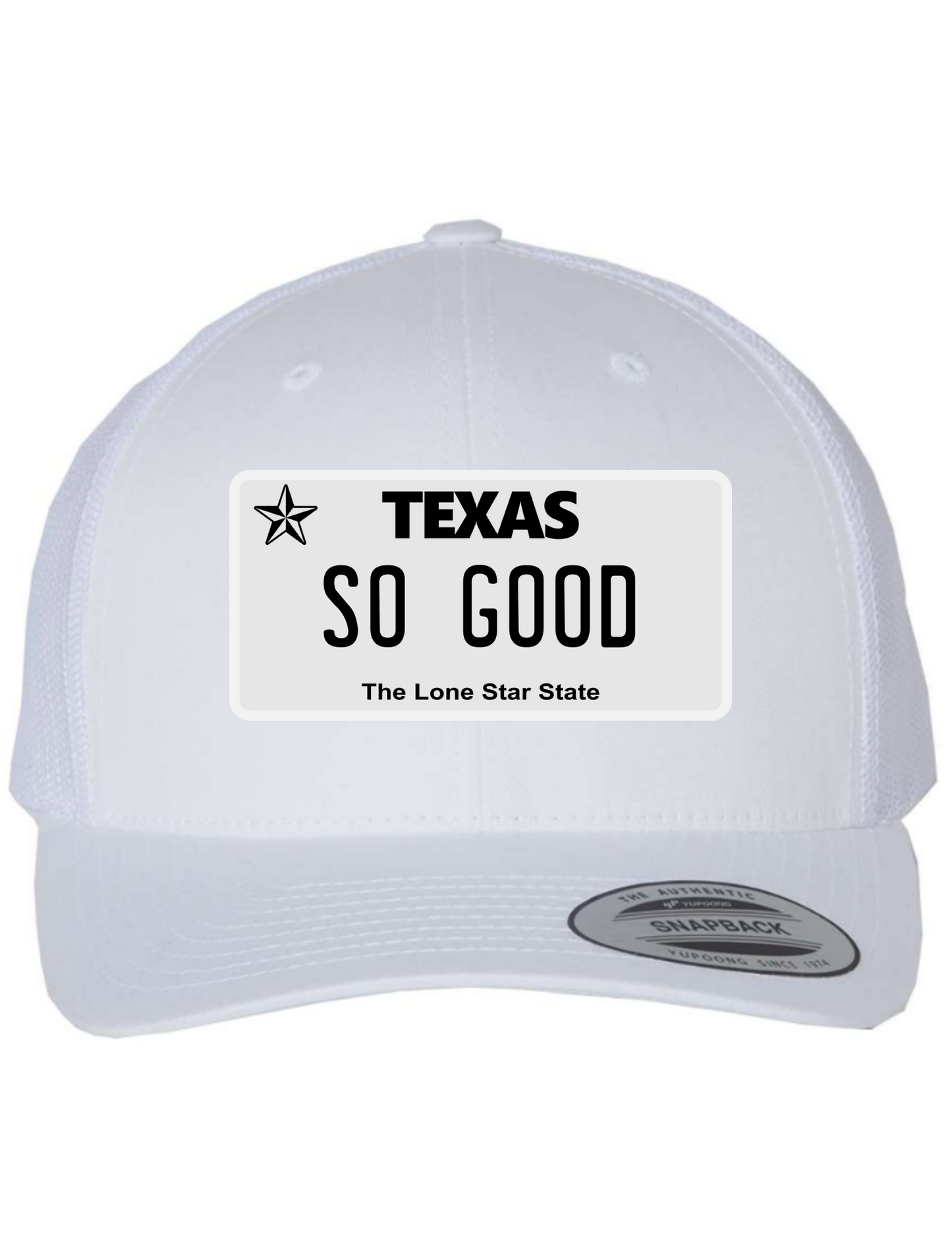 So Good Texas License Plate Trucker Hats