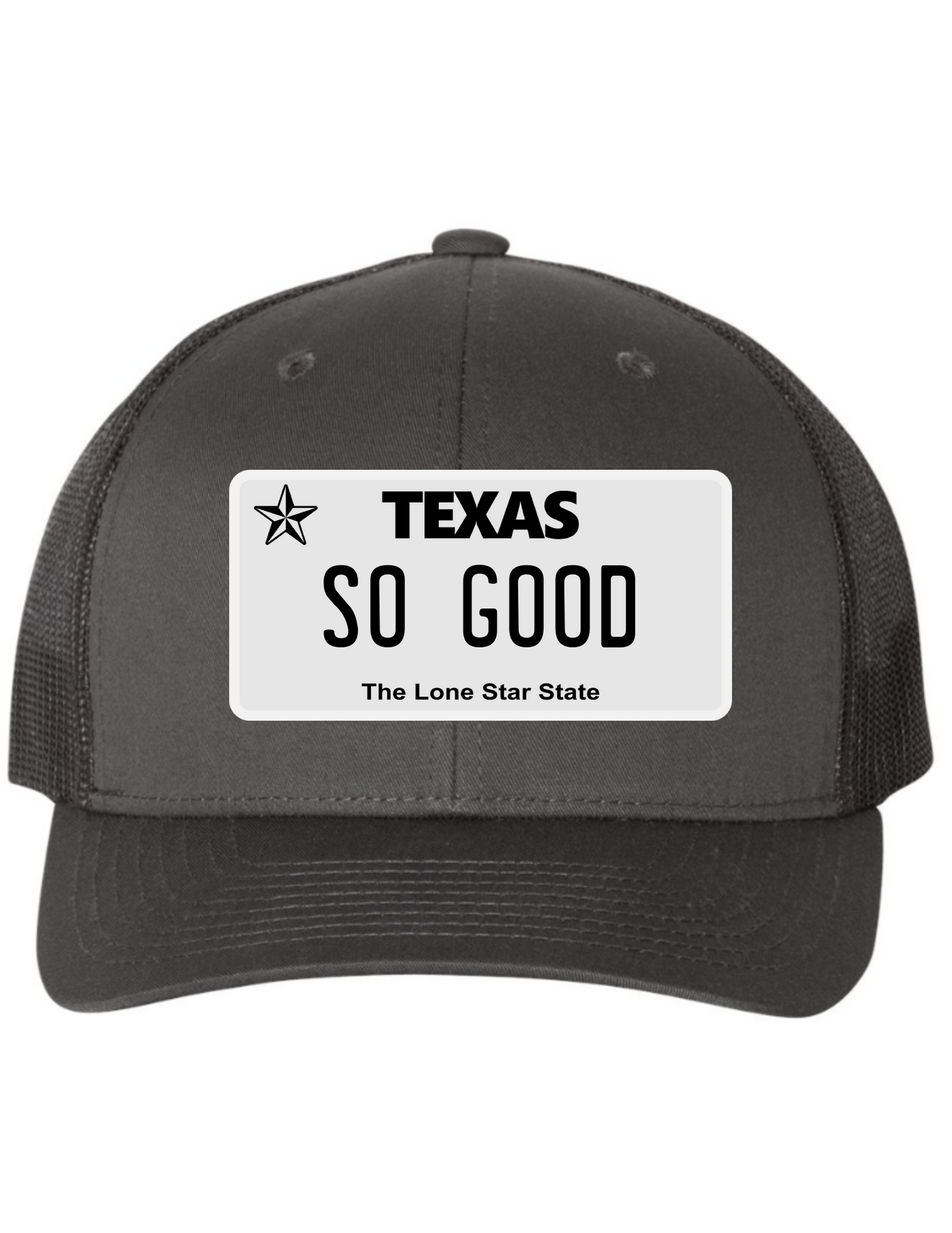 So Good Texas License Plate Trucker Hats