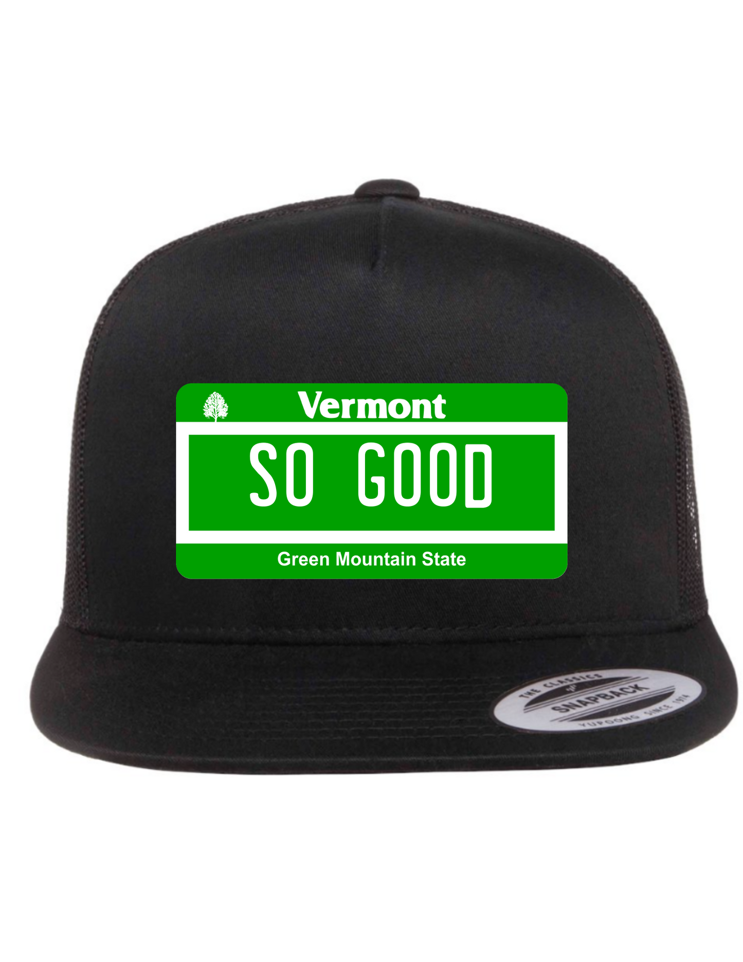 So Good Vermont License Plate Trucker Hats