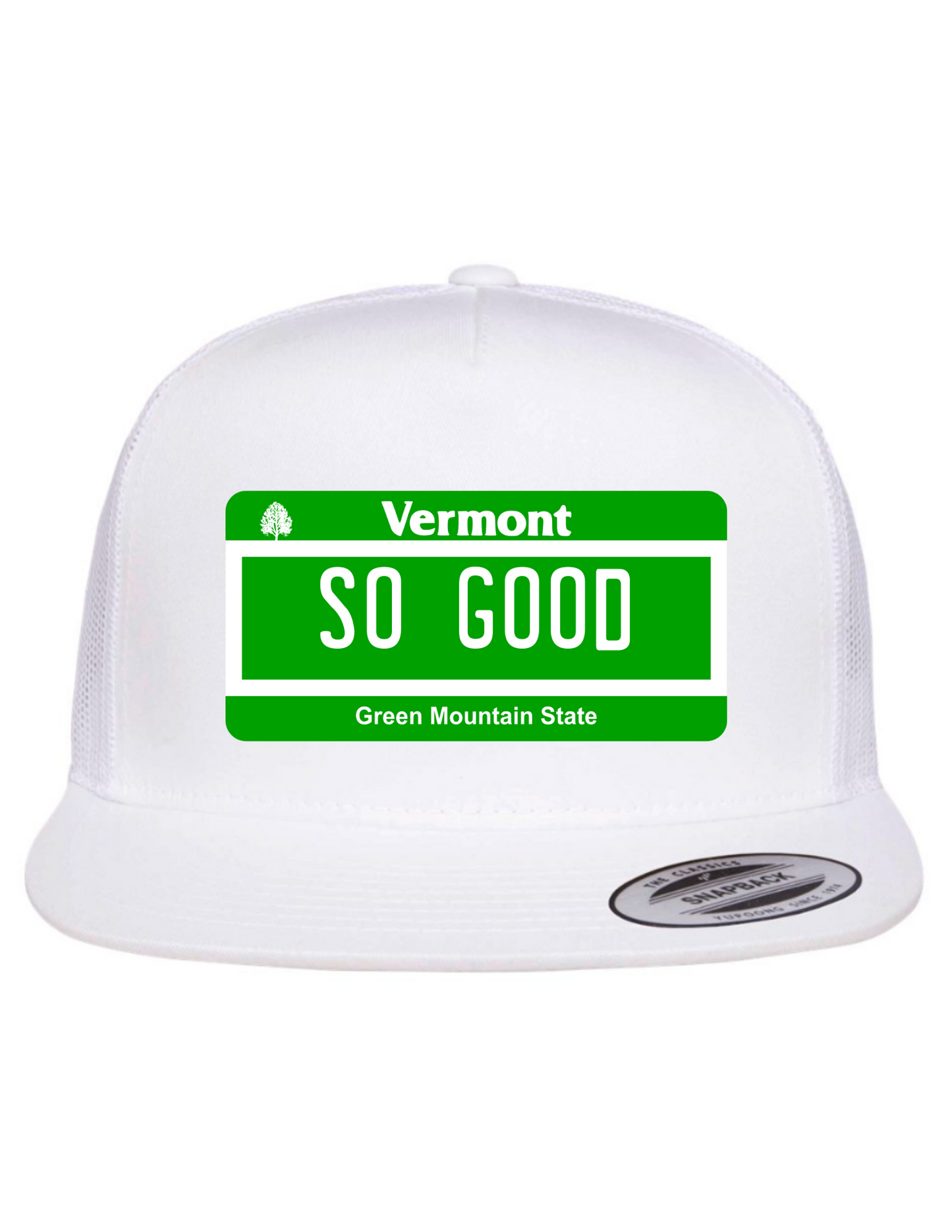 So Good Vermont License Plate Trucker Hats