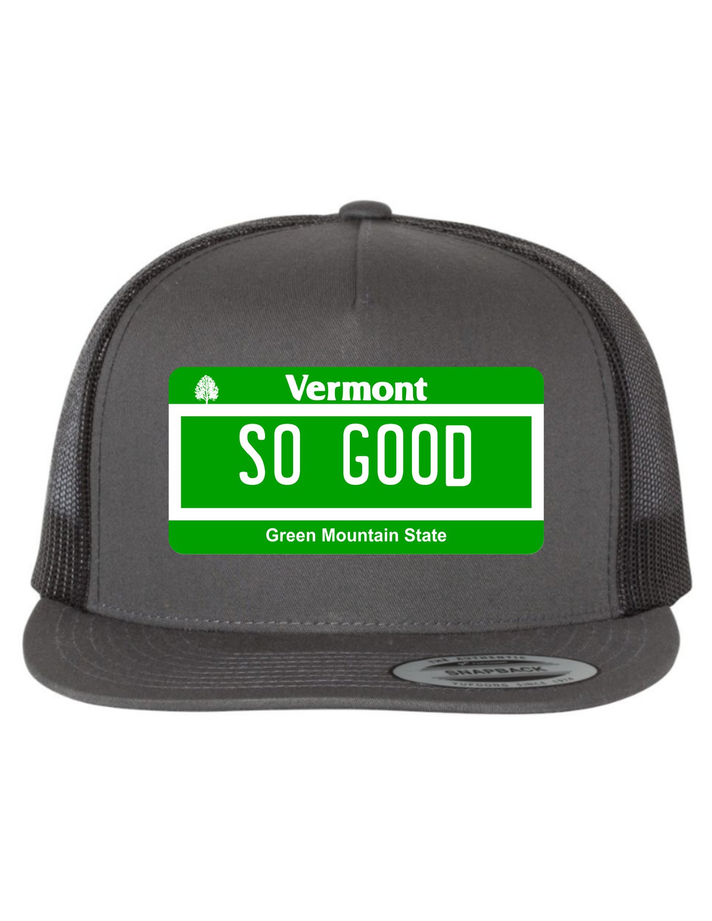 So Good Vermont License Plate Trucker Hats