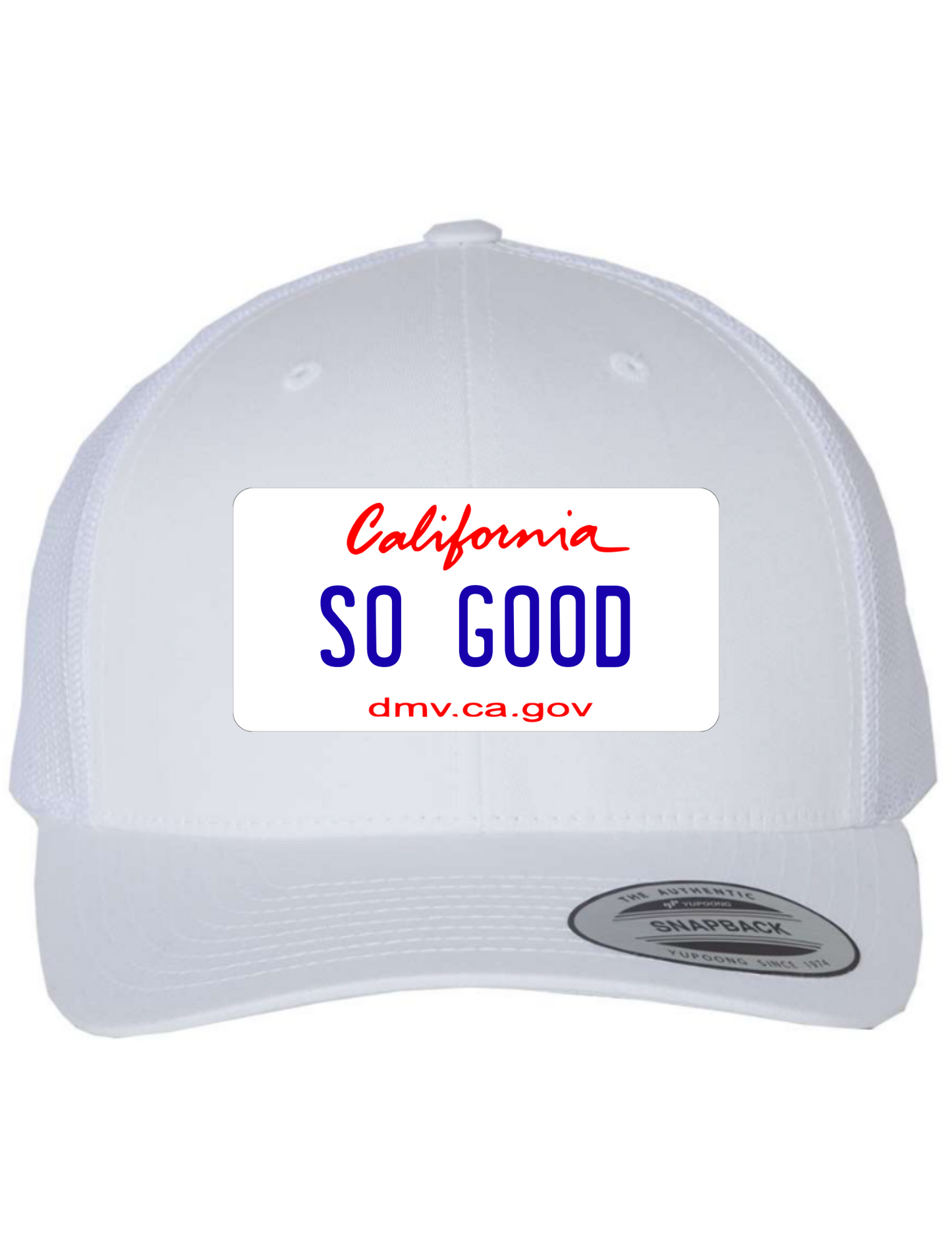 So Good California License Plate Trucker Hats